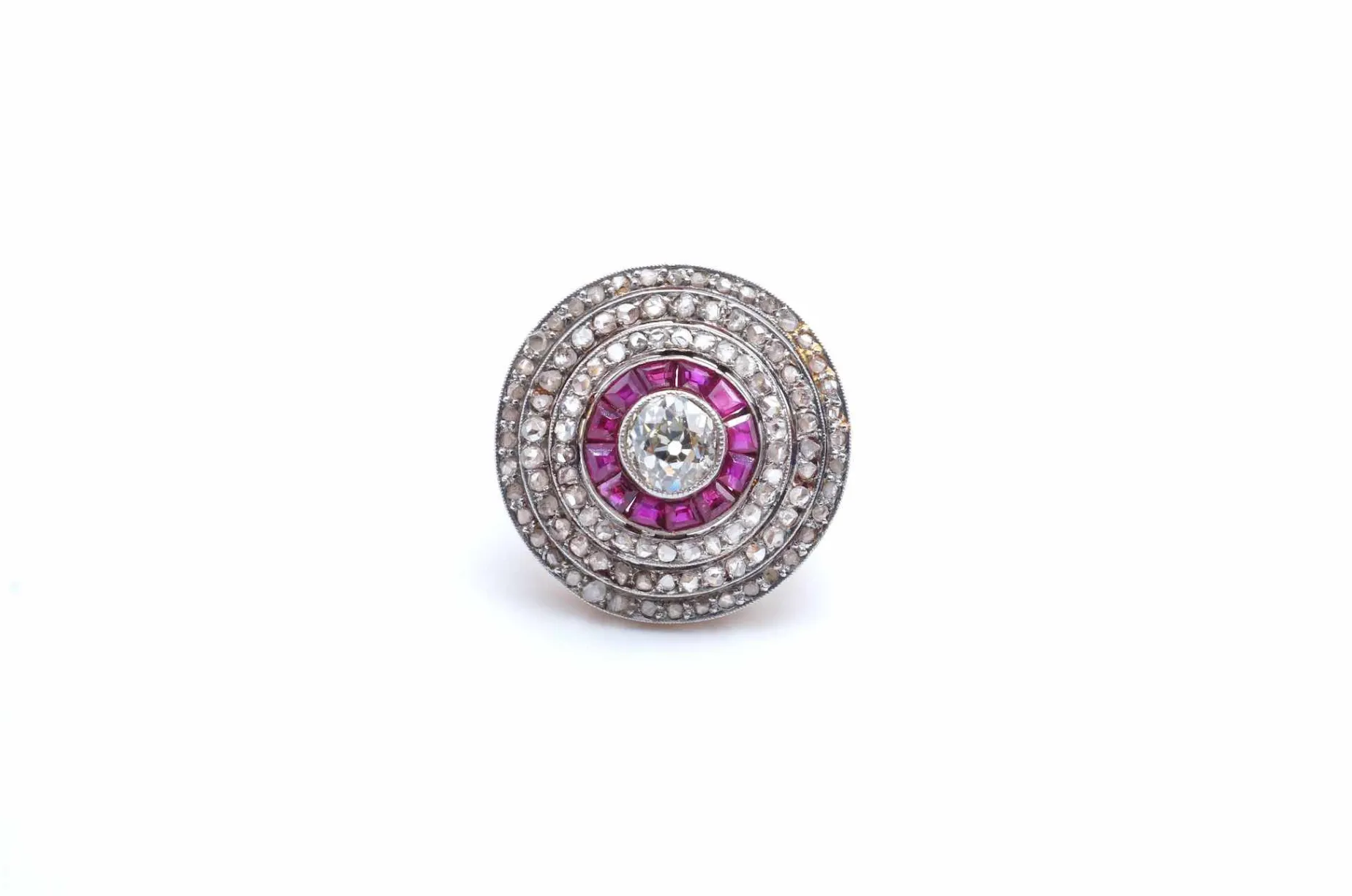 Bottazzi Blondeel Bague 1920 diamants et rubis en or jaune 18k et platine Best Sale