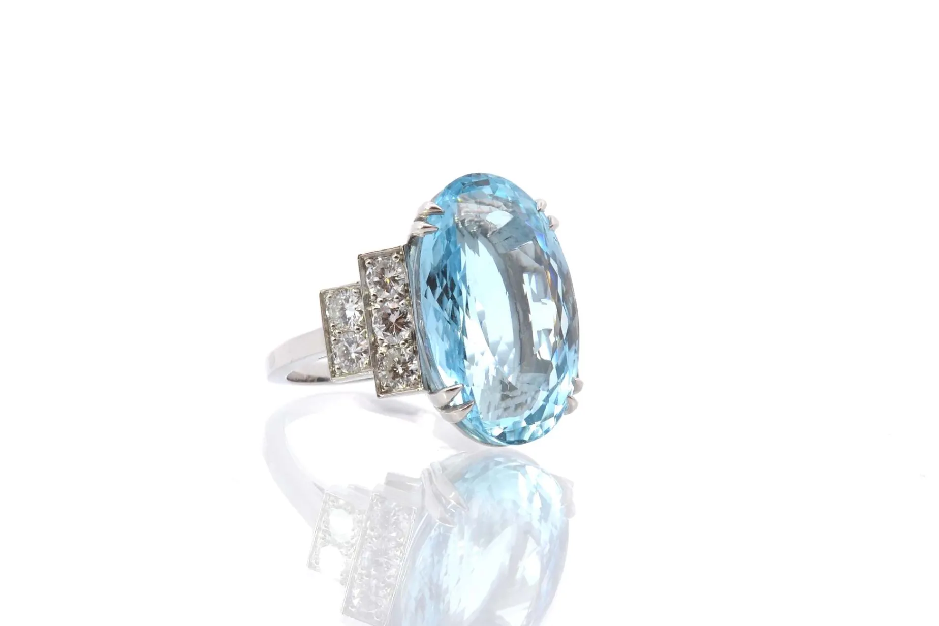 Bottazzi Blondeel Bague aigue marine en platine Clearance