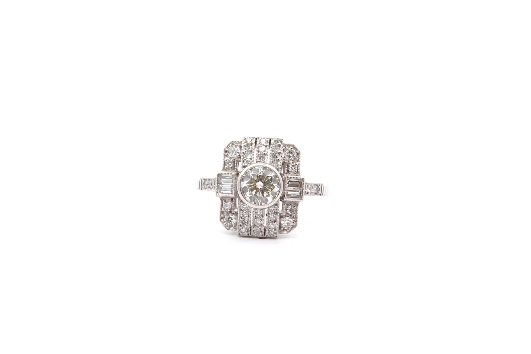 Bottazzi Blondeel Bague art déco diamant 0,70ct L/SI2 en platine Fashion