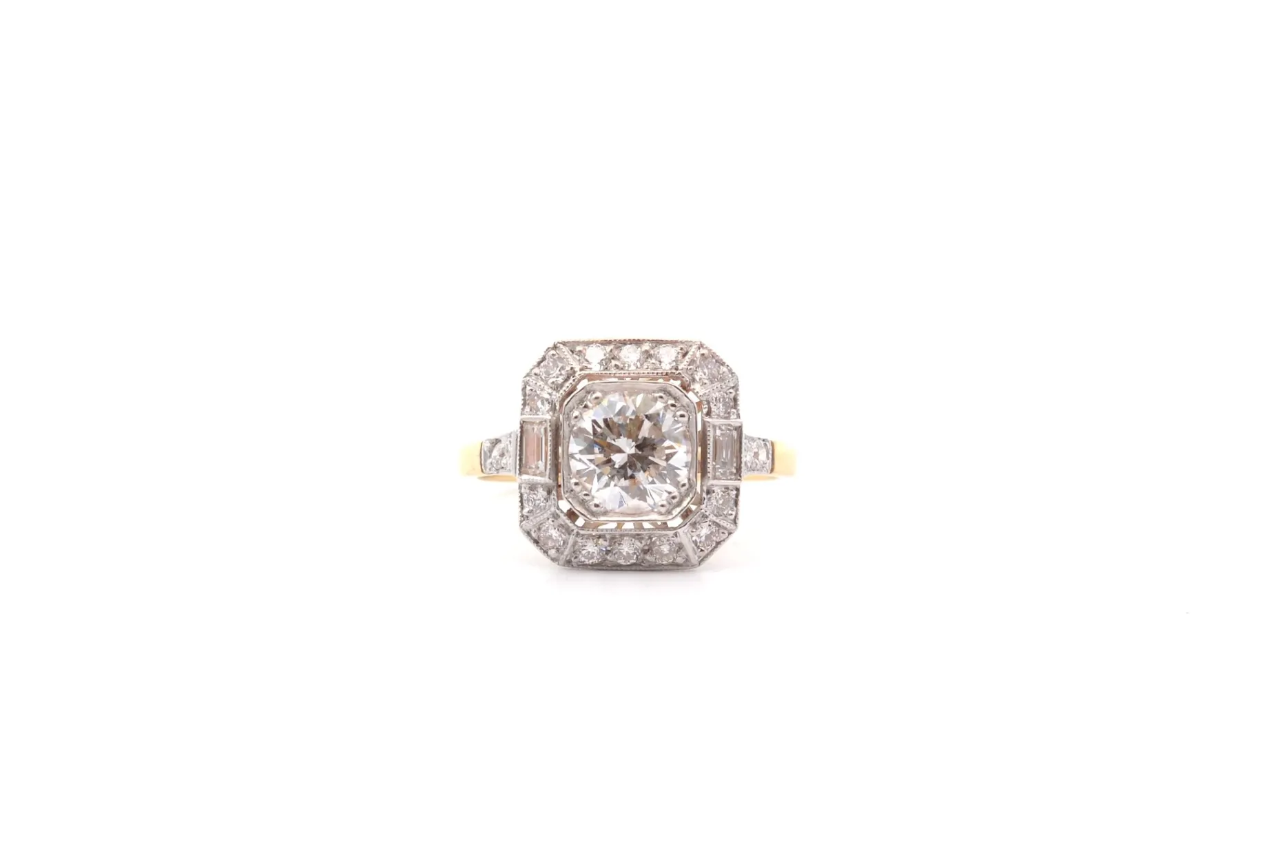 Bottazzi Blondeel Bague art déco diamant 1,05cts en or et platine Sale