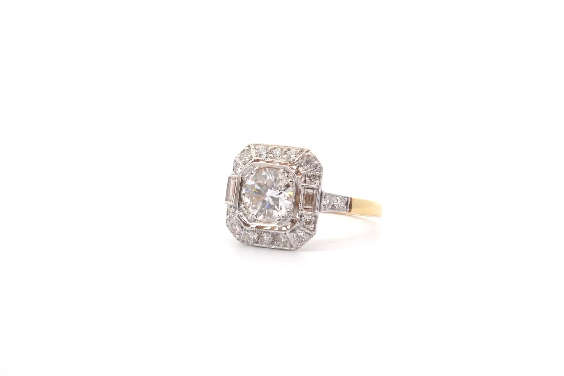 Bottazzi Blondeel Bague art déco diamant 1,05cts en or et platine Sale