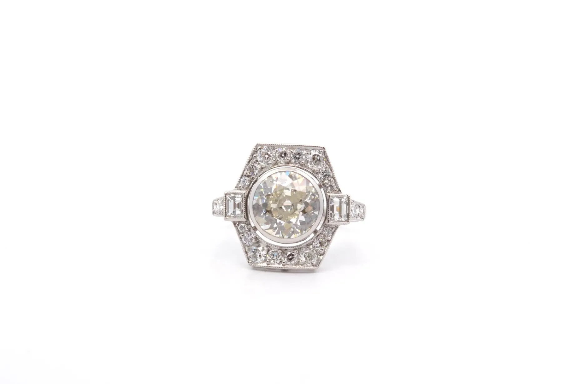 Bottazzi Blondeel Bague art déco diamant de 1,86cts K/P1 en platine Sale