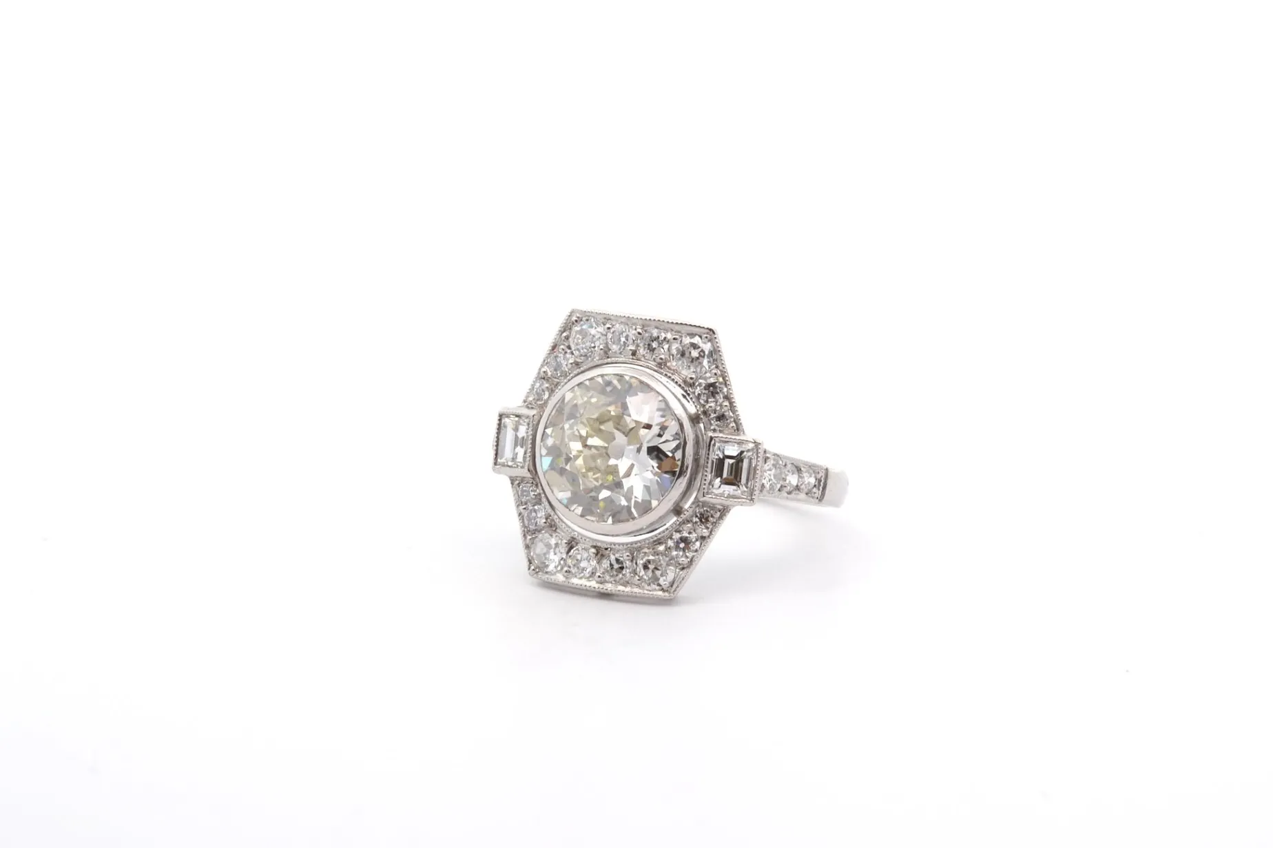 Bottazzi Blondeel Bague art déco diamant de 1,86cts K/P1 en platine Sale