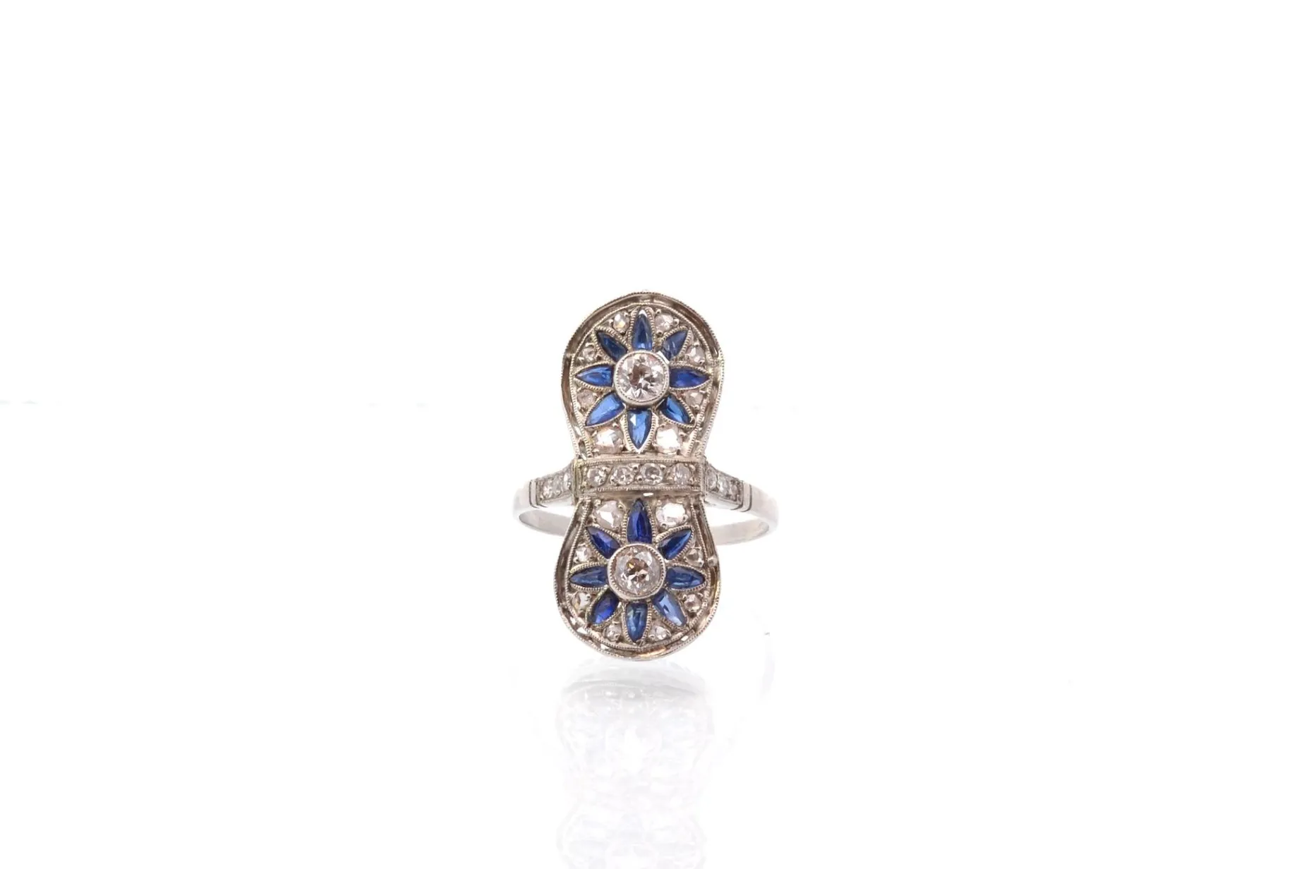 Bottazzi Blondeel Bague art déco saphirs et diamants en or et platine Cheap
