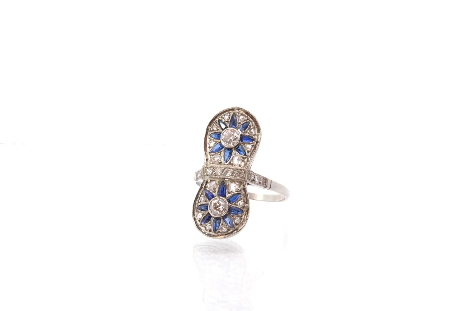 Bottazzi Blondeel Bague art déco saphirs et diamants en or et platine Cheap