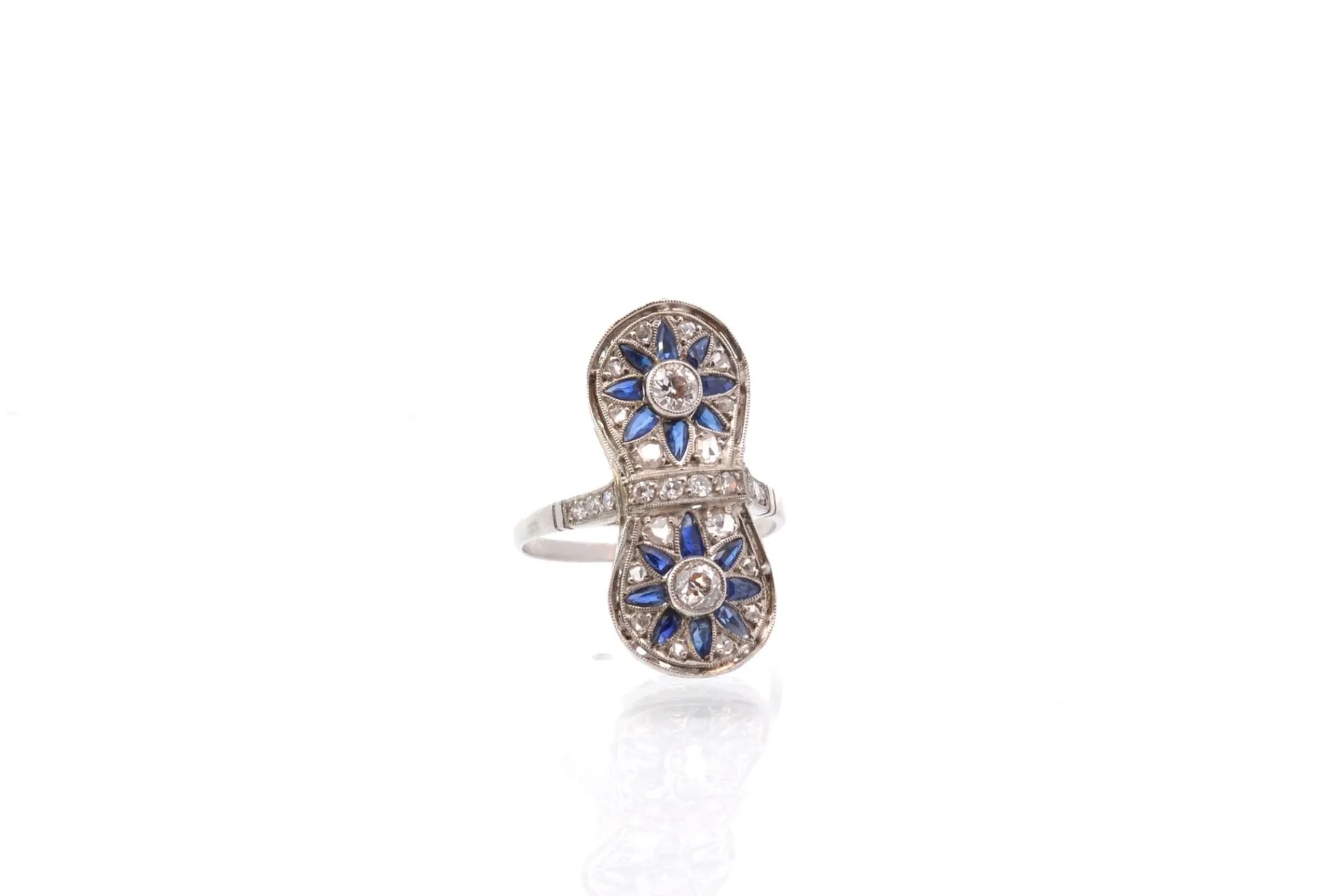 Bottazzi Blondeel Bague art déco saphirs et diamants en or et platine Cheap