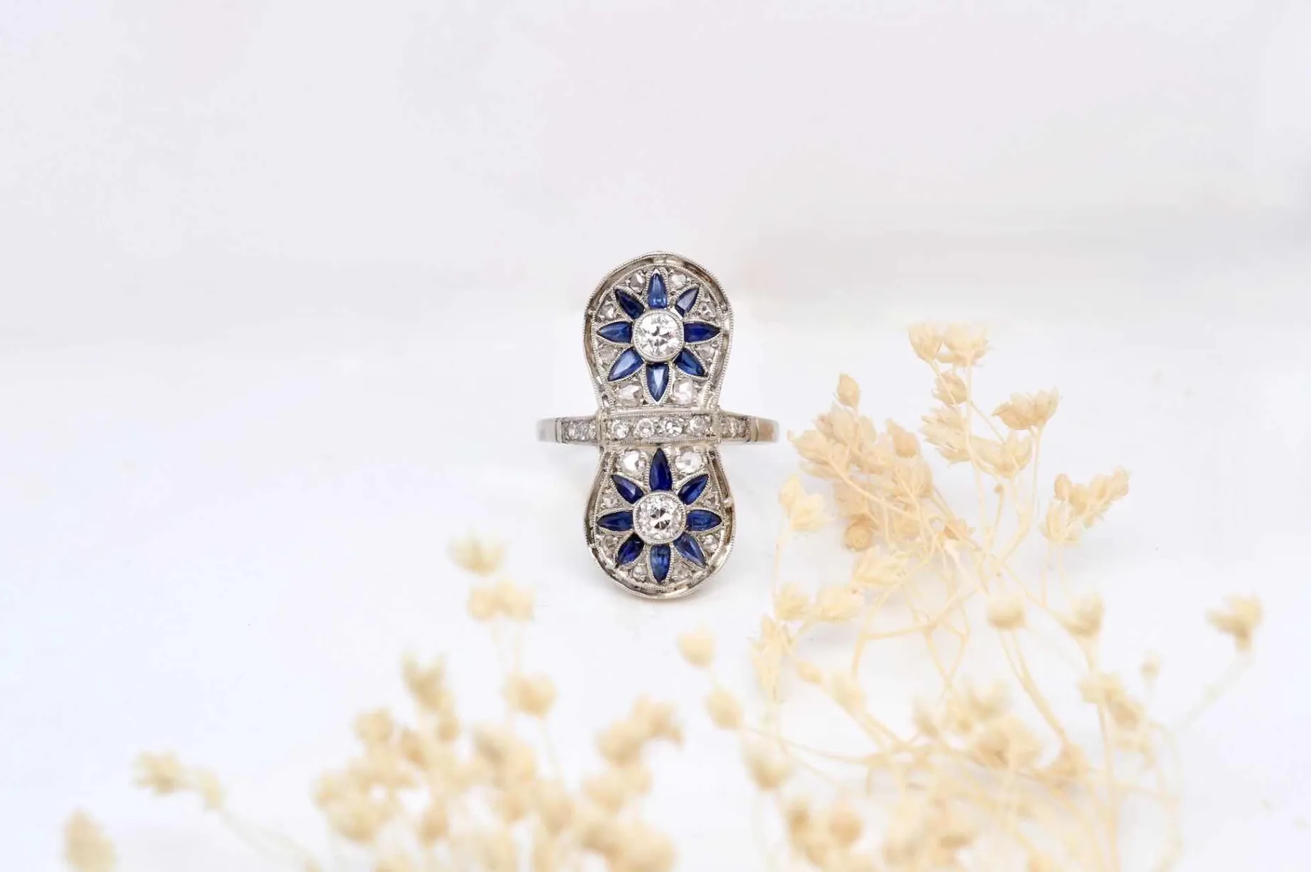 Bottazzi Blondeel Bague art déco saphirs et diamants en or et platine Cheap