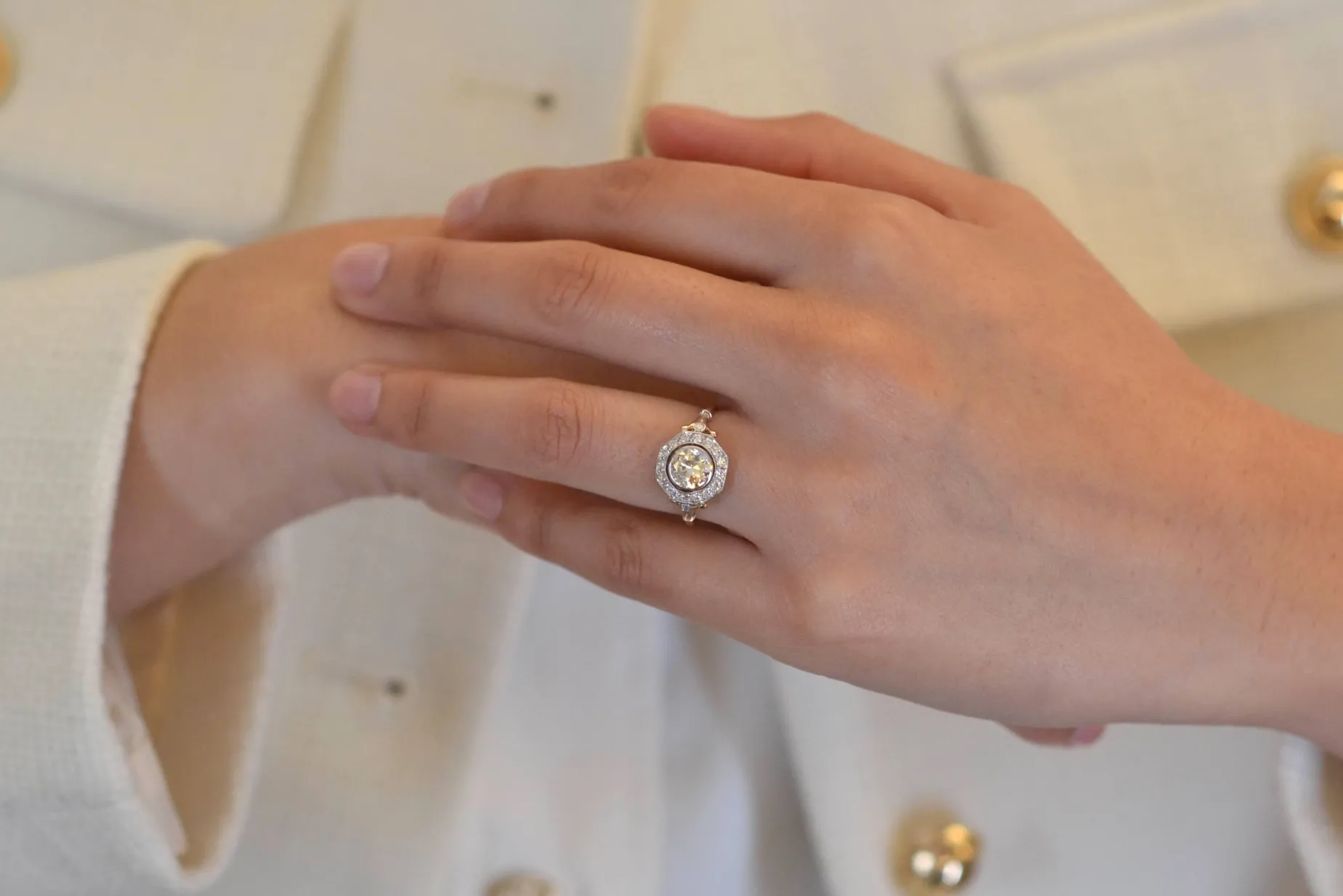 Bottazzi Blondeel Bague art déco vintage sertie de diamants Flash Sale