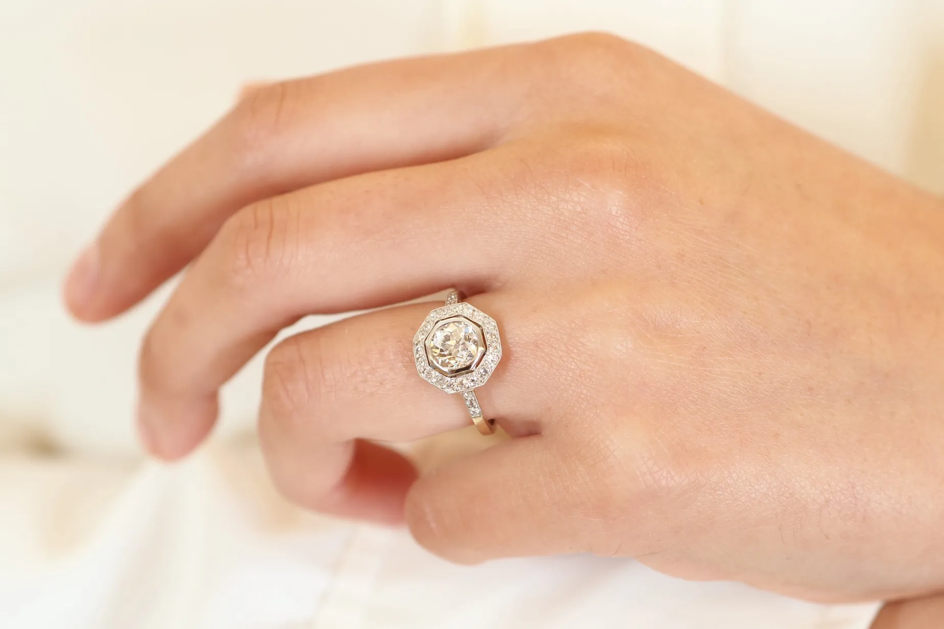 Bottazzi Blondeel Bague diamant 1,30cts J/P1 en or 18k et platine Cheap