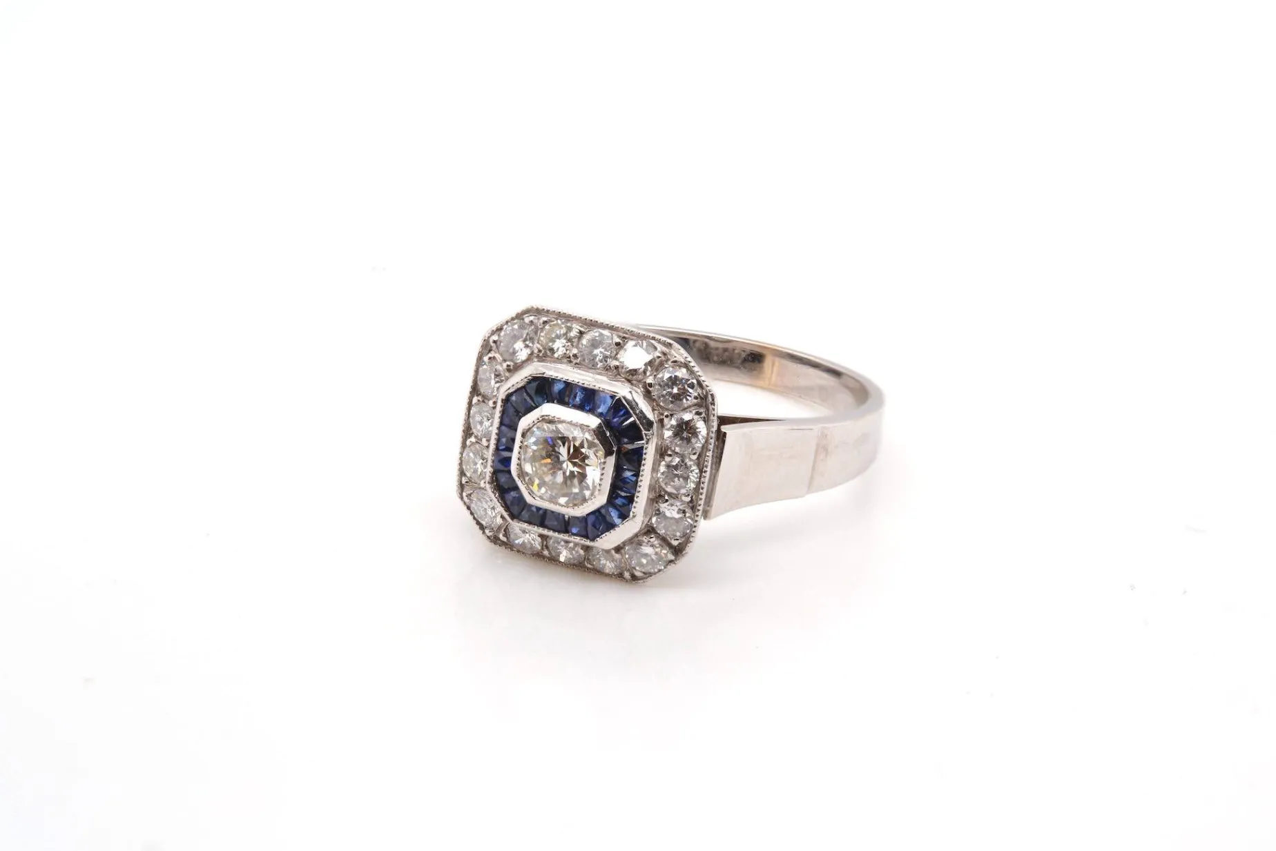 Bottazzi Blondeel Bague diamants et saphirs calibrés en Or et platine Online