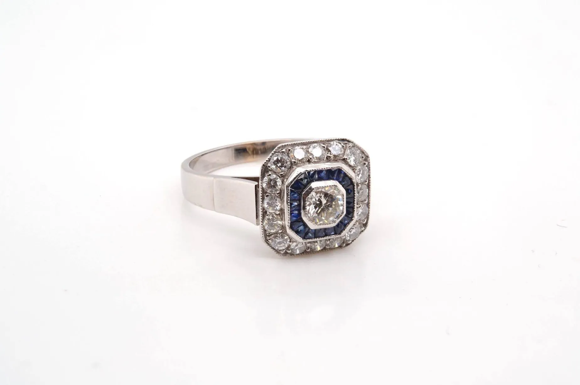 Bottazzi Blondeel Bague diamants et saphirs calibrés en Or et platine Online