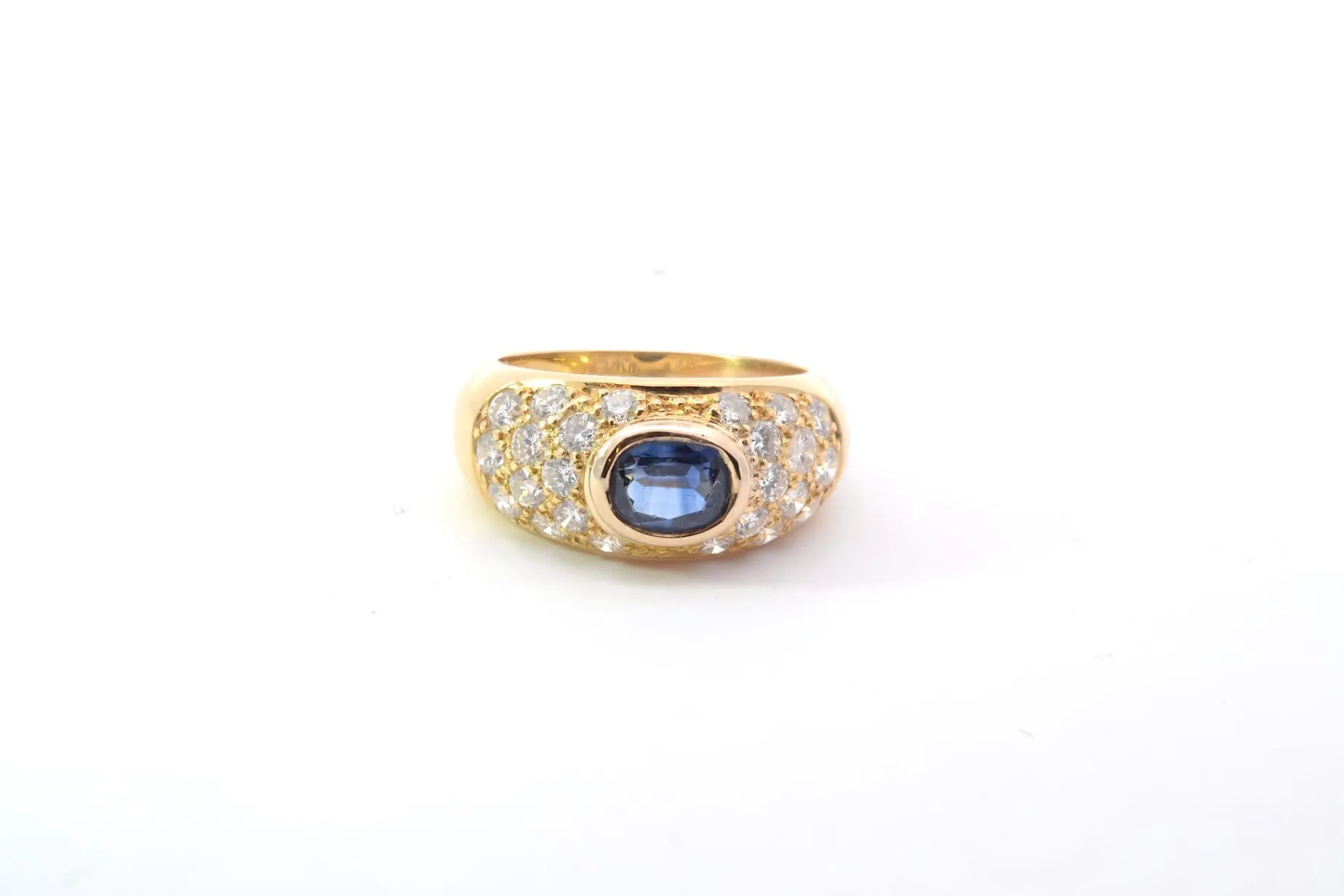Bottazzi Blondeel Bague jonc diamants et saphir en or jaune 18k Discount