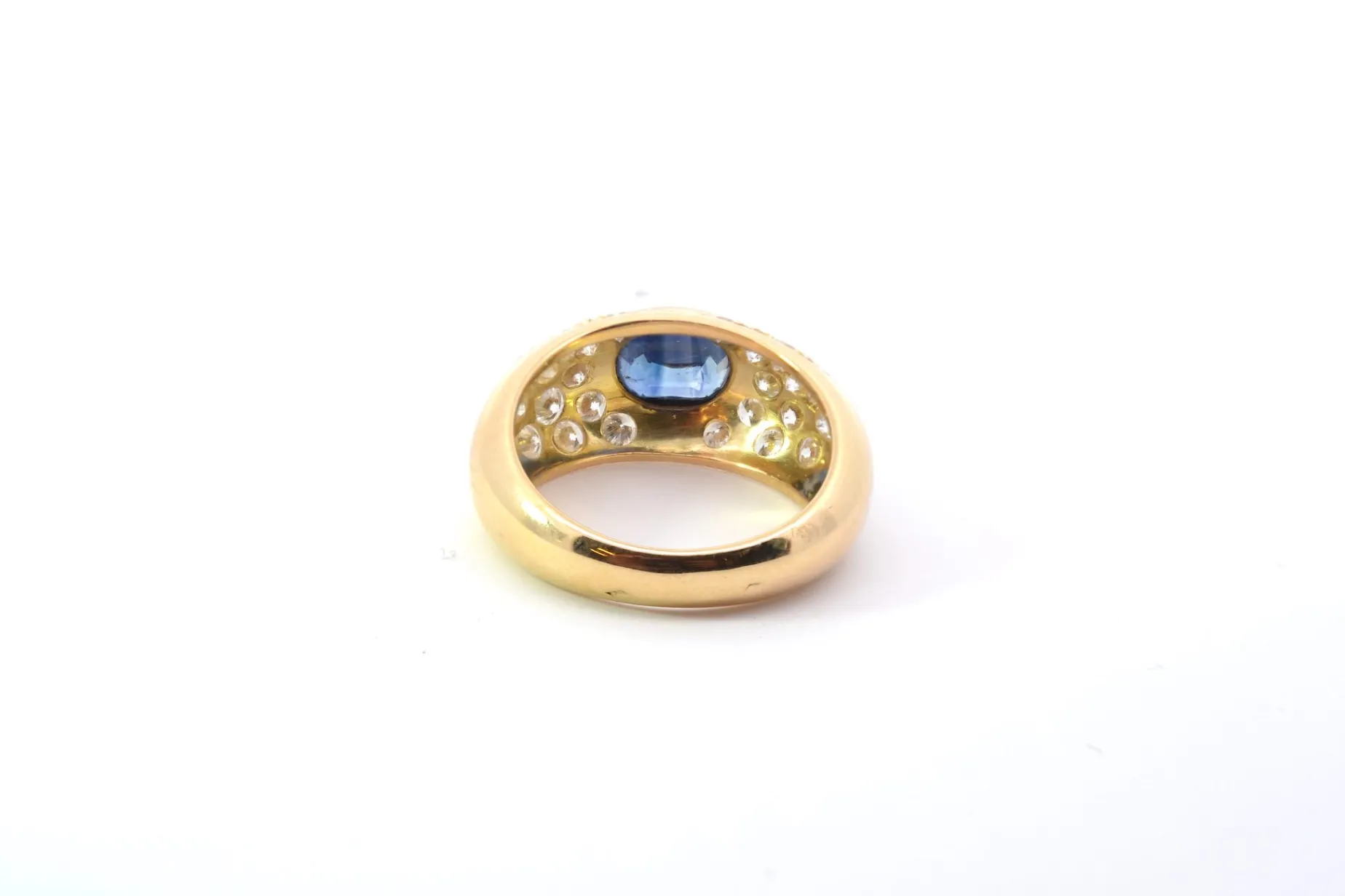 Bottazzi Blondeel Bague jonc diamants et saphir en or jaune 18k Discount