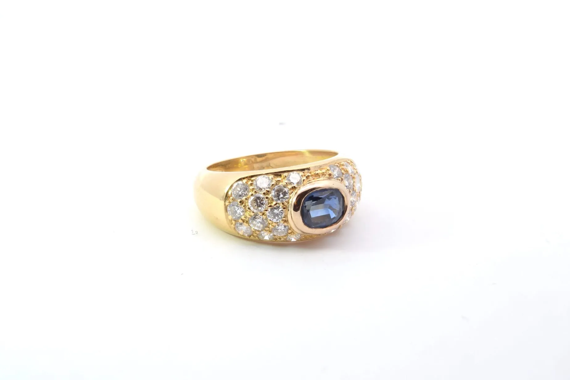 Bottazzi Blondeel Bague jonc diamants et saphir en or jaune 18k Discount