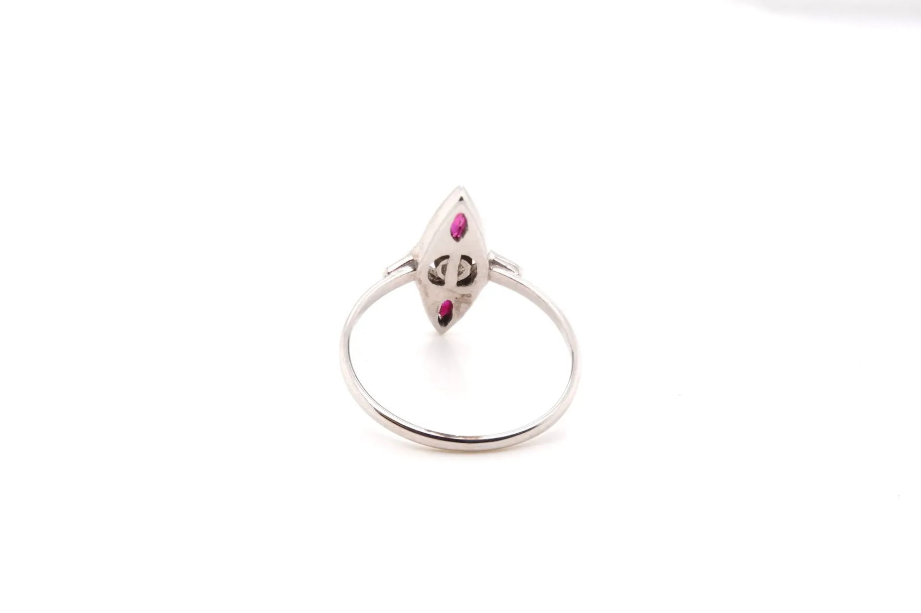 Bottazzi Blondeel Bague marquise diamants et rubis en or et argent Cheap