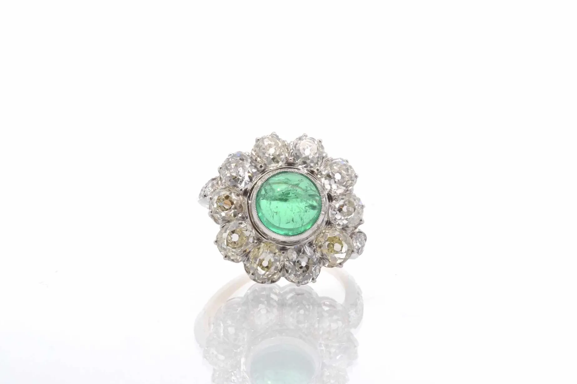 Bottazzi Blondeel Bague émeraude cabochon et diamants Flash Sale