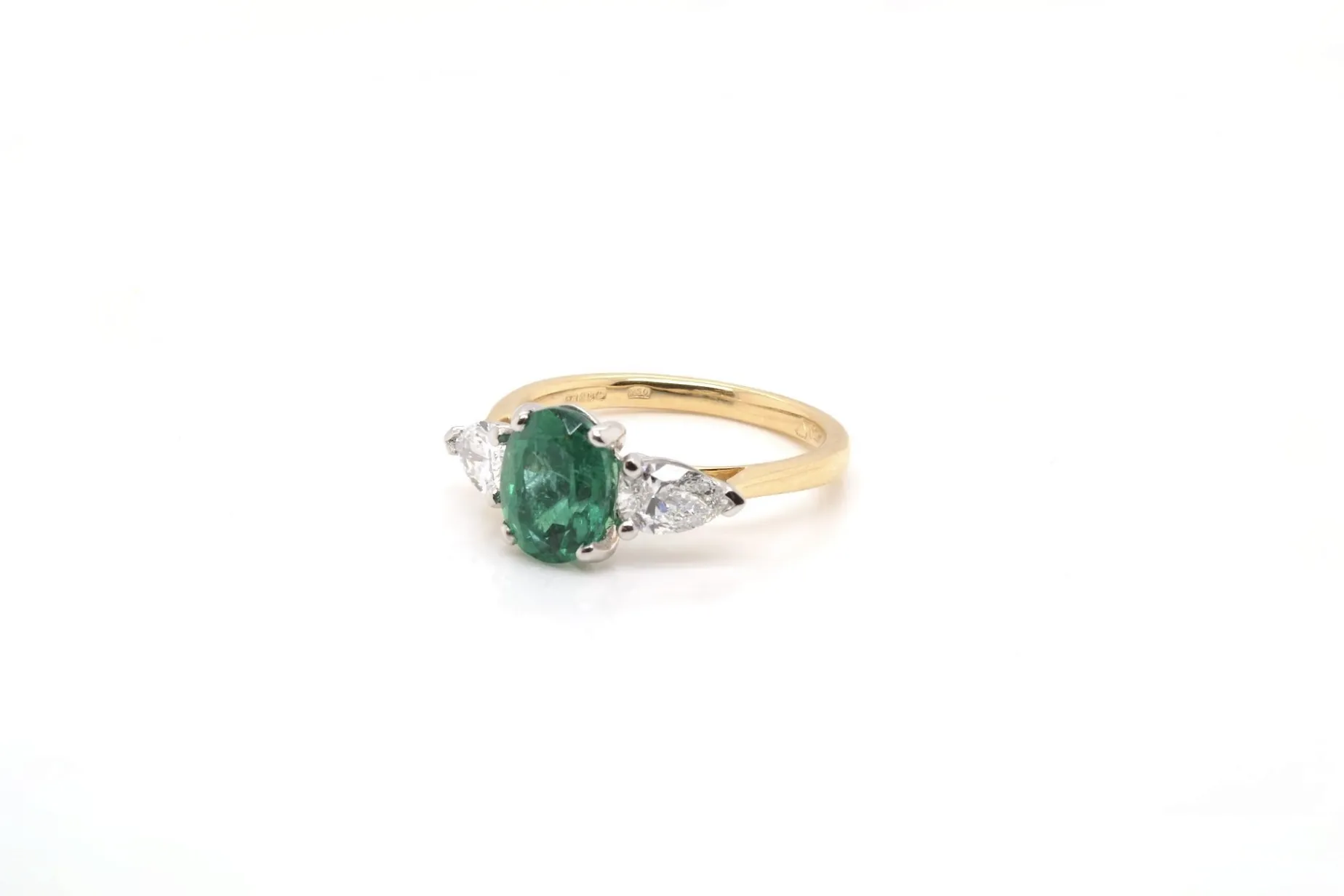 Bottazzi Blondeel Bague émeraude et diamants en or jaune 18k et platine Store