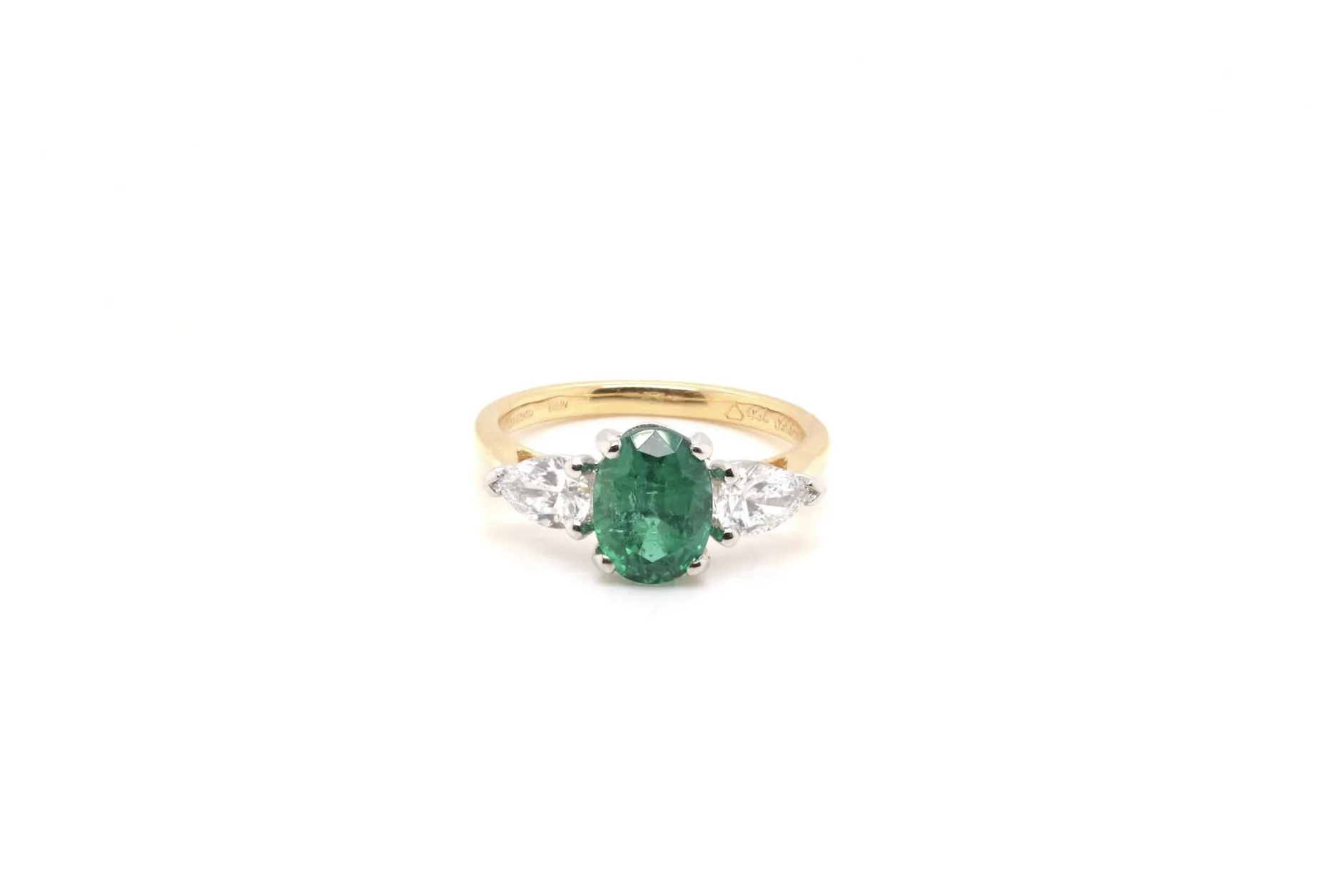 Bottazzi Blondeel Bague émeraude et diamants en or jaune 18k et platine Store