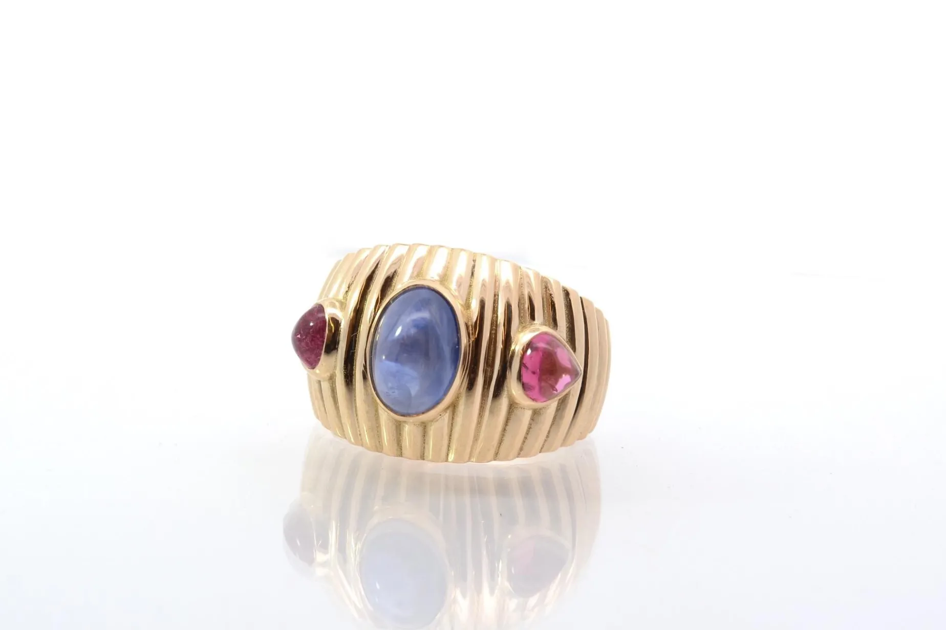 Bottazzi Blondeel Bague saphir et tourmalines cabochon en or Store