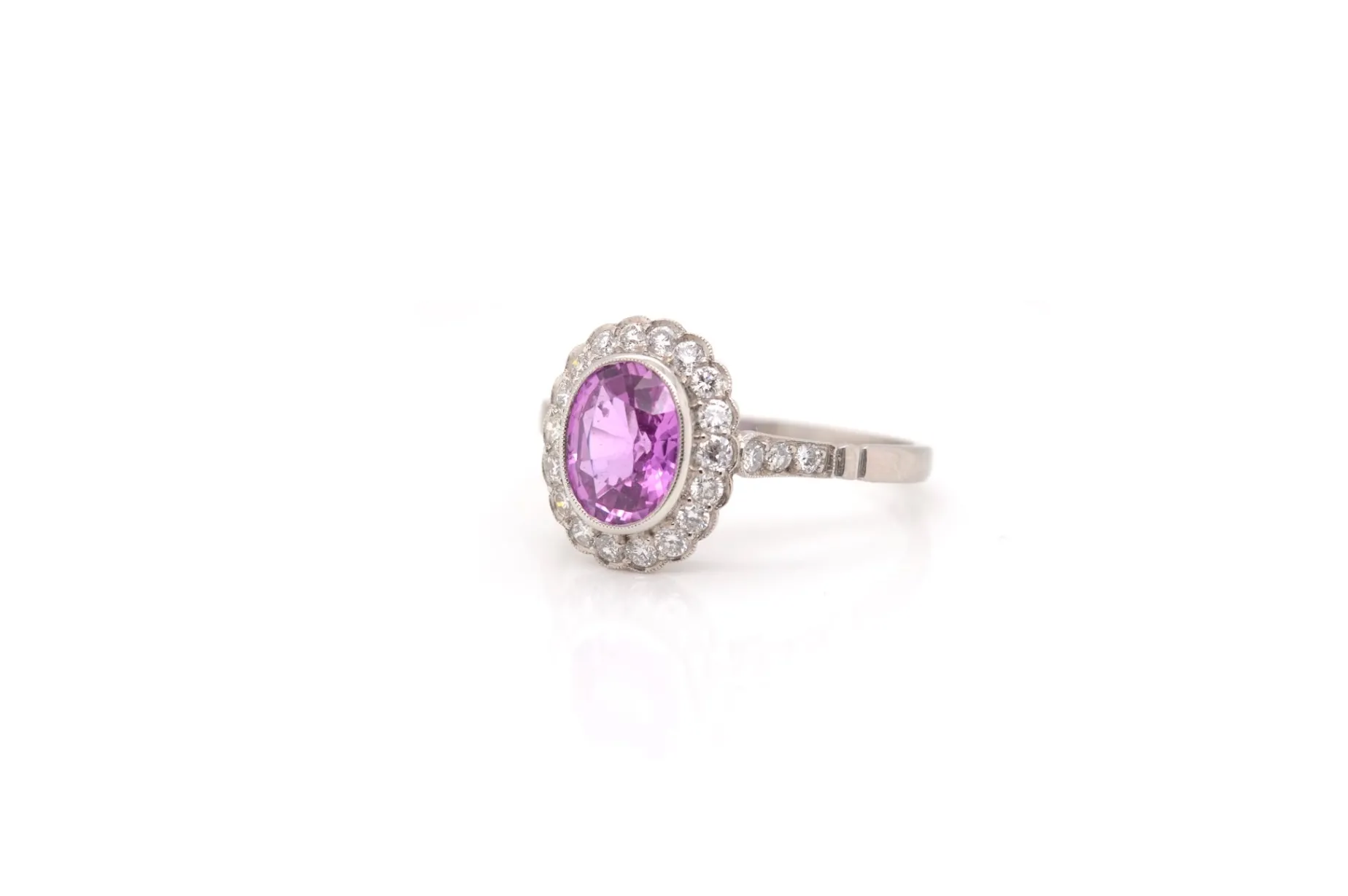 Bottazzi Blondeel Bague saphir rose et diamants en platine Clearance