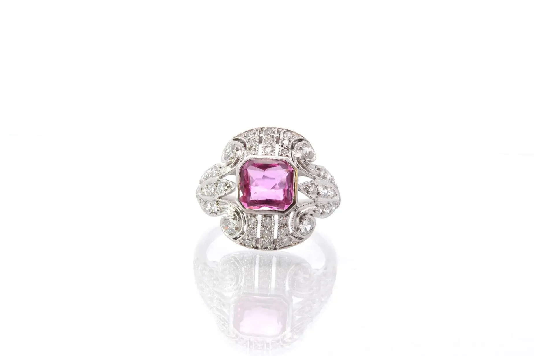 Bottazzi Blondeel Bague saphir rose et diamants en platine Flash Sale