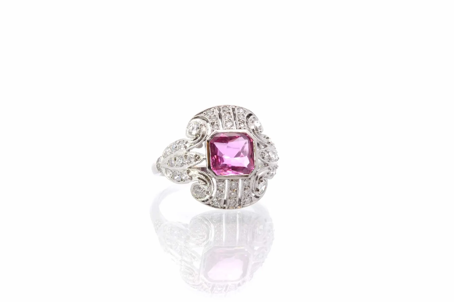 Bottazzi Blondeel Bague saphir rose et diamants en platine Flash Sale