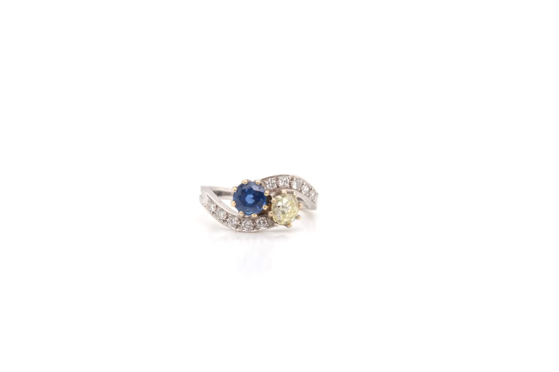 Bottazzi Blondeel Bague toi et moi saphir et diamants en or blanc 18k Hot
