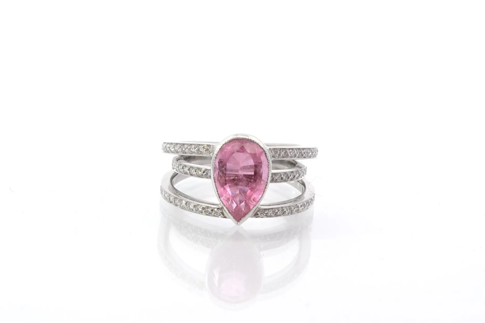 Bottazzi Blondeel Bague tourmaline et diamants en or blanc 18k New