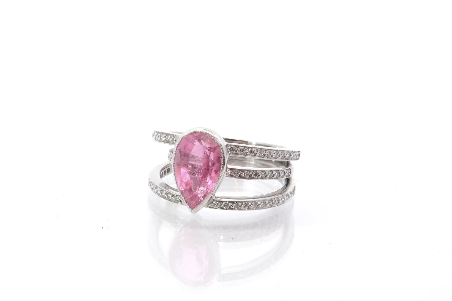 Bottazzi Blondeel Bague tourmaline et diamants en or blanc 18k New