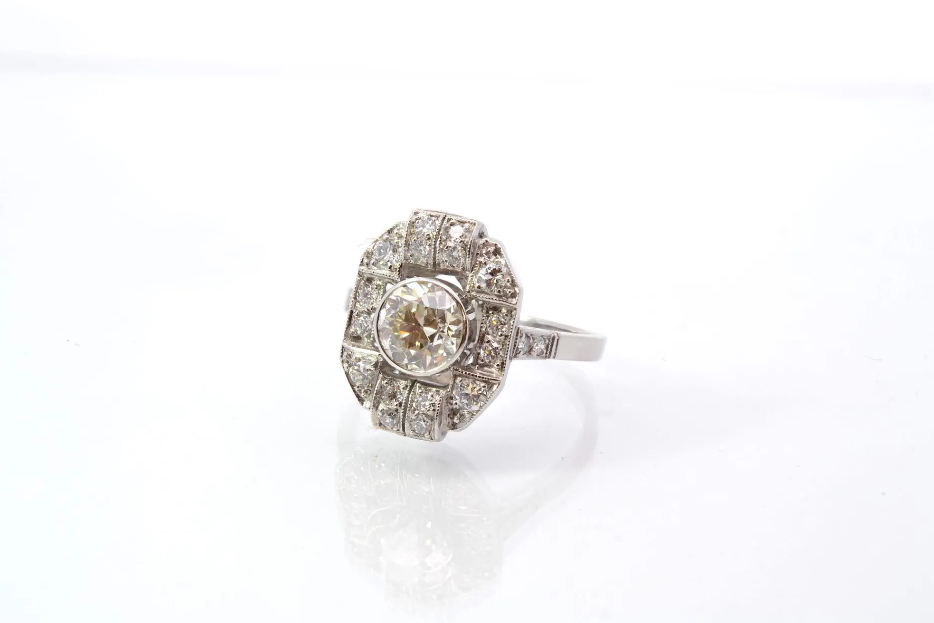 Bottazzi Blondeel Bague vintage art déco sertie de diamants Hot