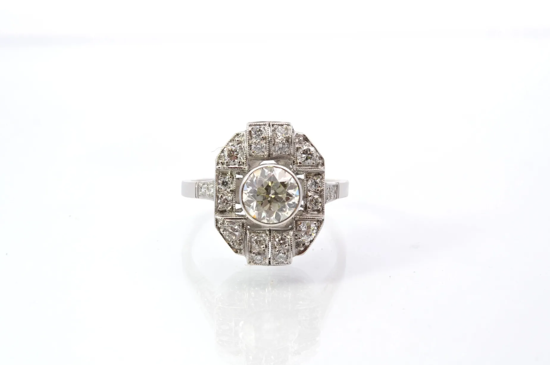 Bottazzi Blondeel Bague vintage art déco sertie de diamants Hot