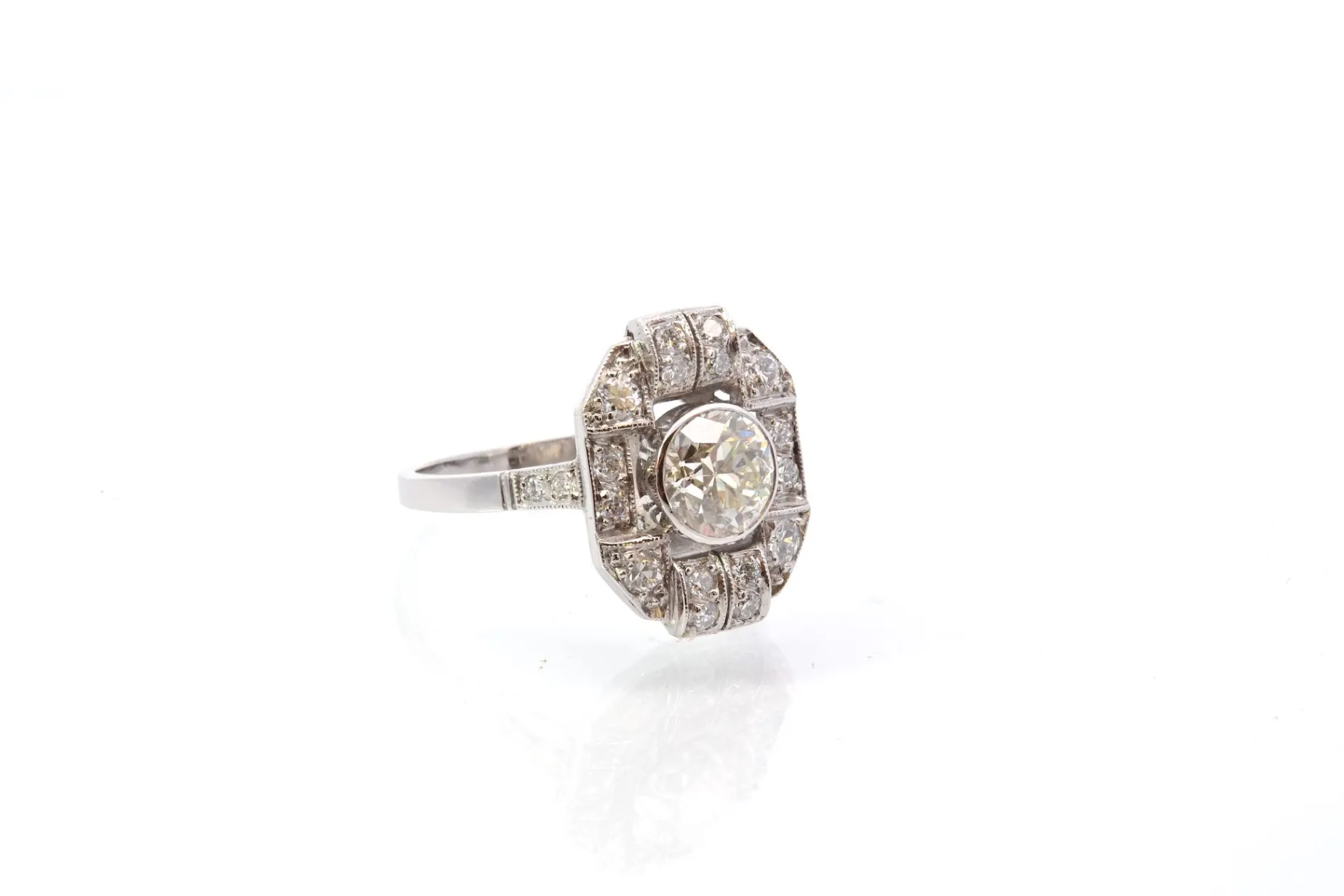 Bottazzi Blondeel Bague vintage art déco sertie de diamants Hot