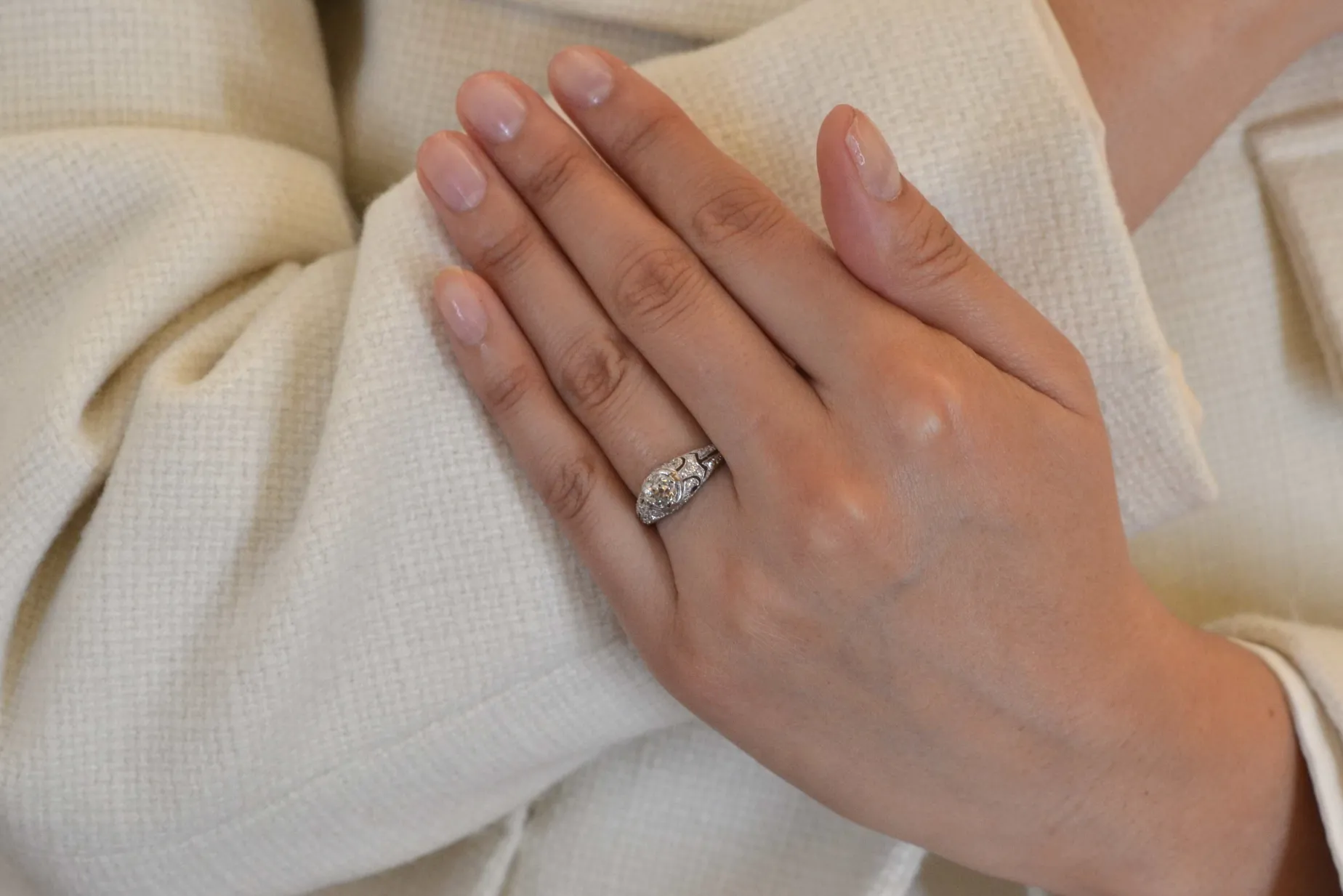 Bottazzi Blondeel Bague vintage diamants en platine Cheap