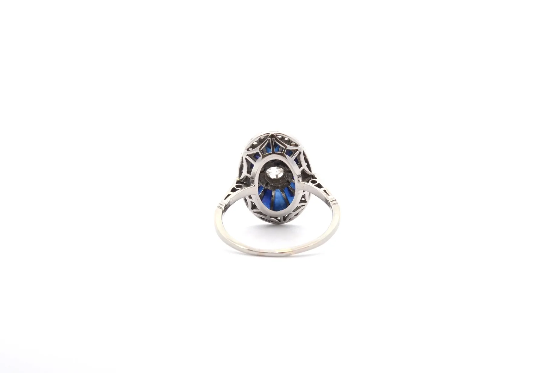 Bottazzi Blondeel Bague vintage diamants et saphirs synthétiques Clearance