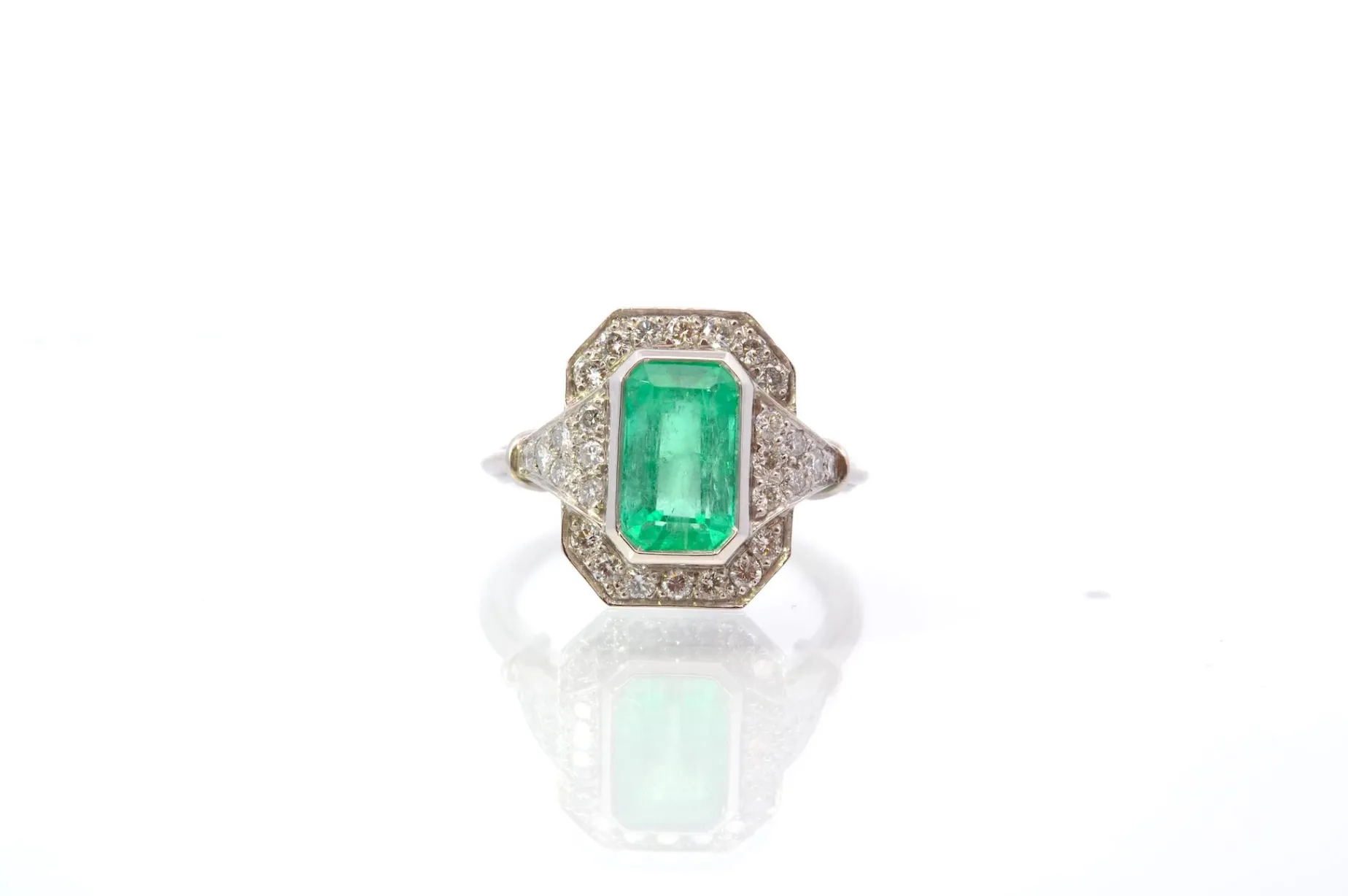 Bottazzi Blondeel Bague vintage émeraude et diamants Outlet