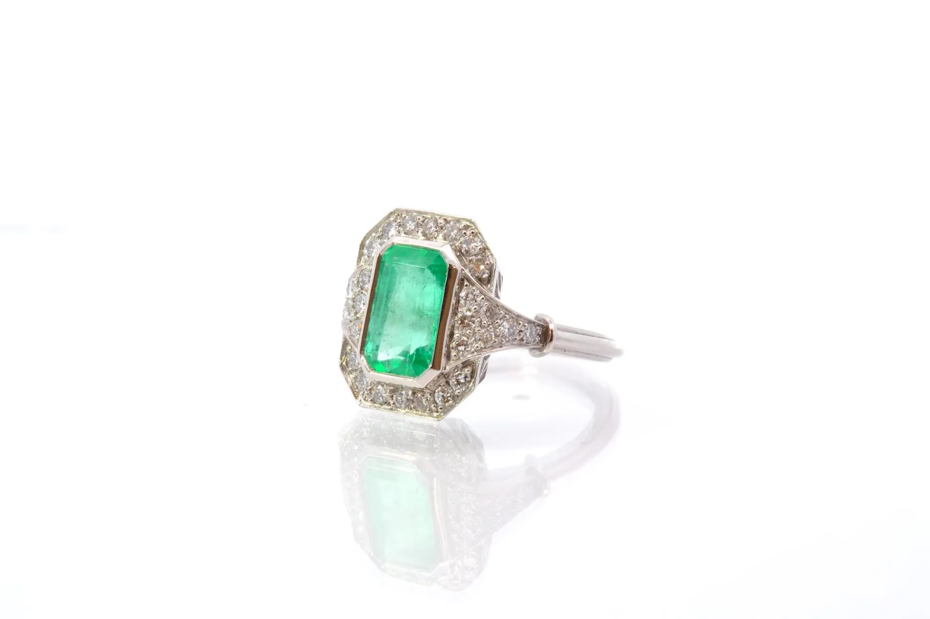Bottazzi Blondeel Bague vintage émeraude et diamants Outlet