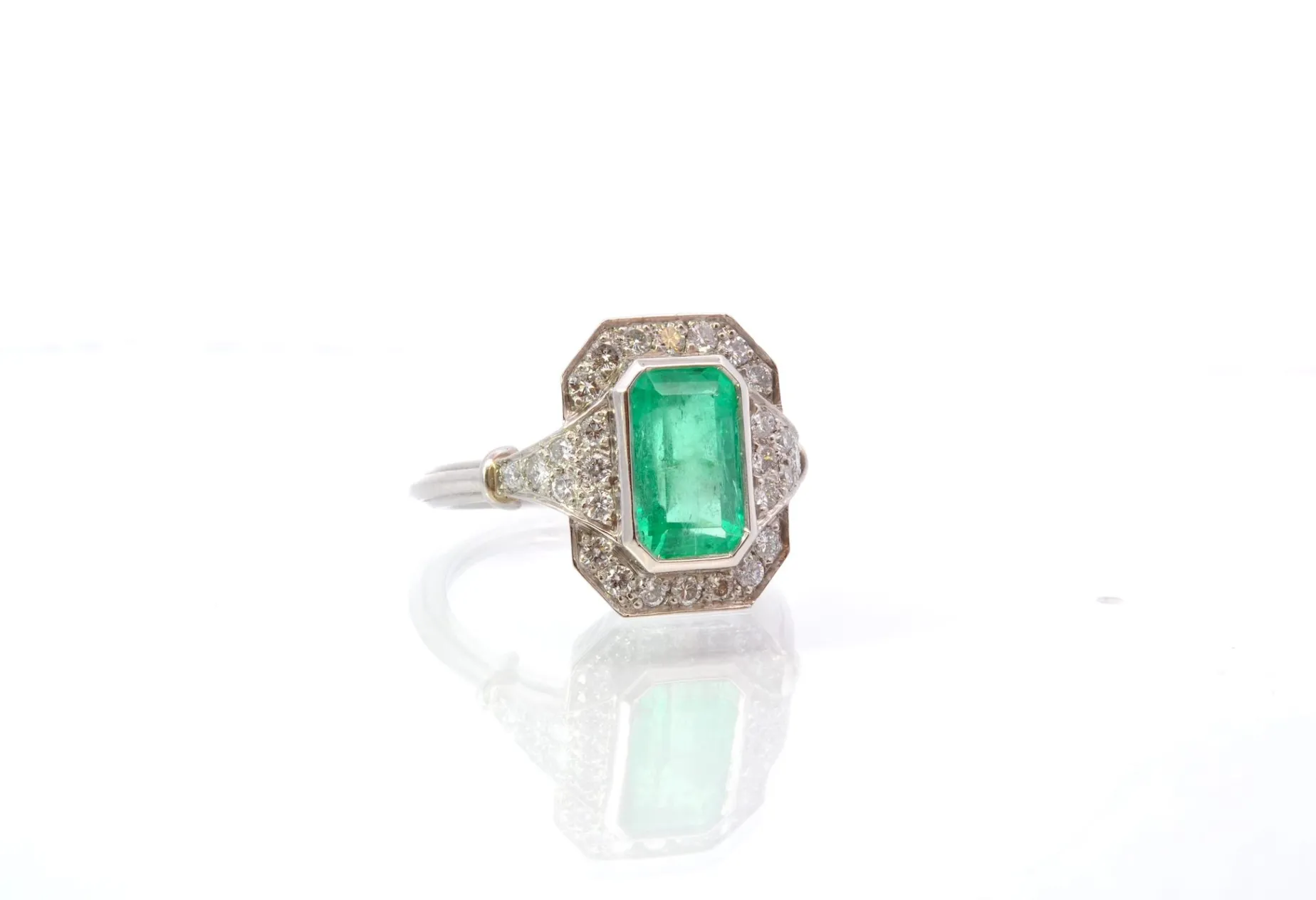 Bottazzi Blondeel Bague vintage émeraude et diamants Outlet