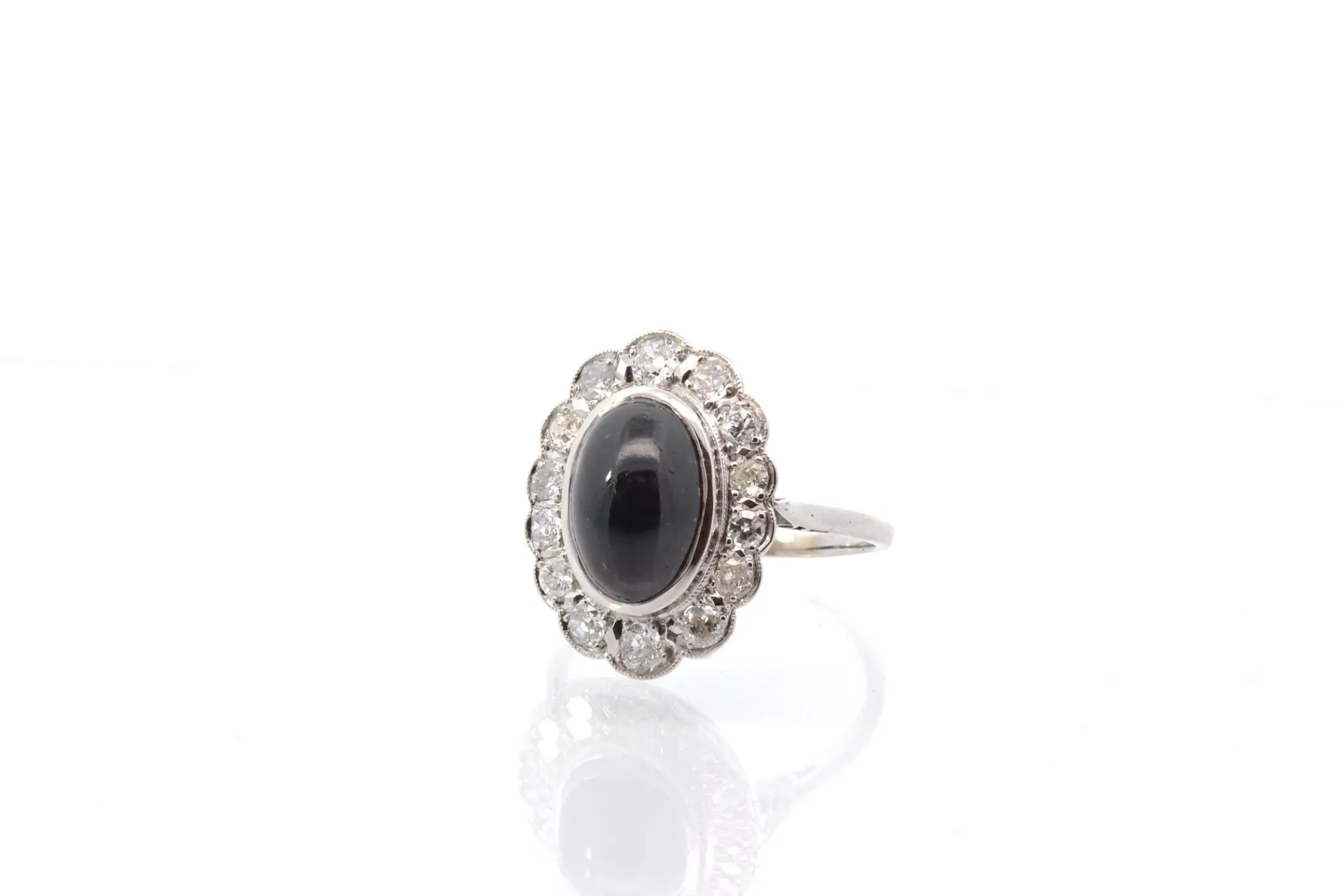 Bottazzi Blondeel Bague vintage saphir cabochon et diamants en platine Shop