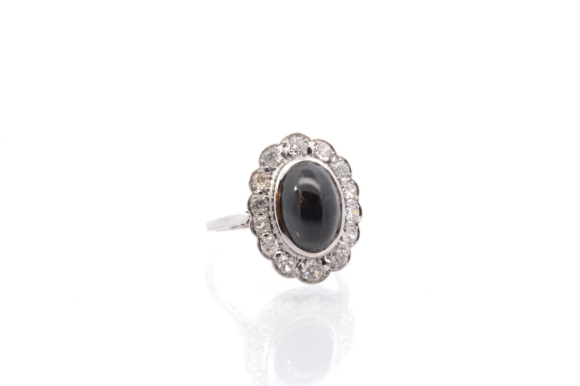 Bottazzi Blondeel Bague vintage saphir cabochon et diamants en platine Shop