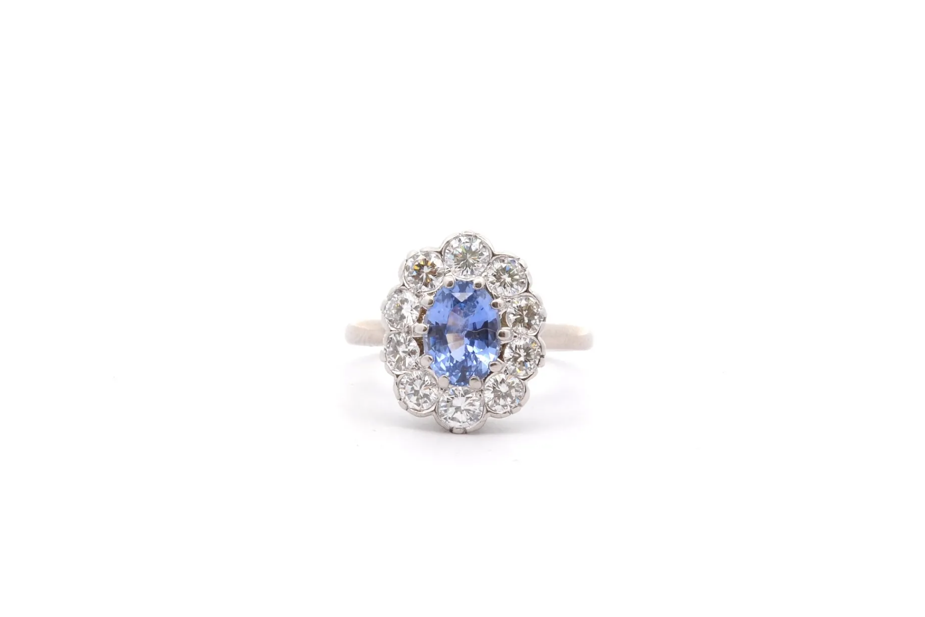 Bottazzi Blondeel Bague vintage saphir de Ceylan 1,58cts et diamants Flash Sale