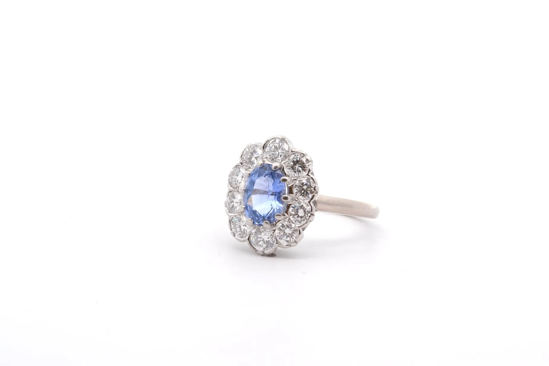 Bottazzi Blondeel Bague vintage saphir de Ceylan 1,58cts et diamants Flash Sale