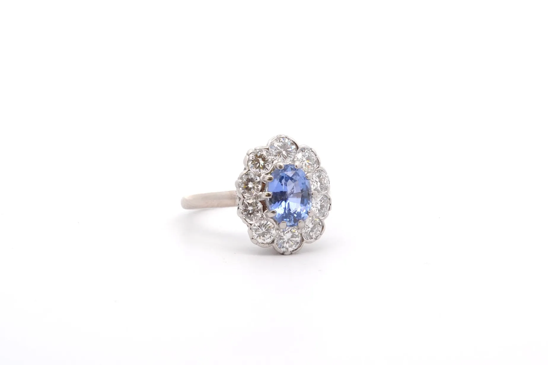 Bottazzi Blondeel Bague vintage saphir de Ceylan 1,58cts et diamants Flash Sale
