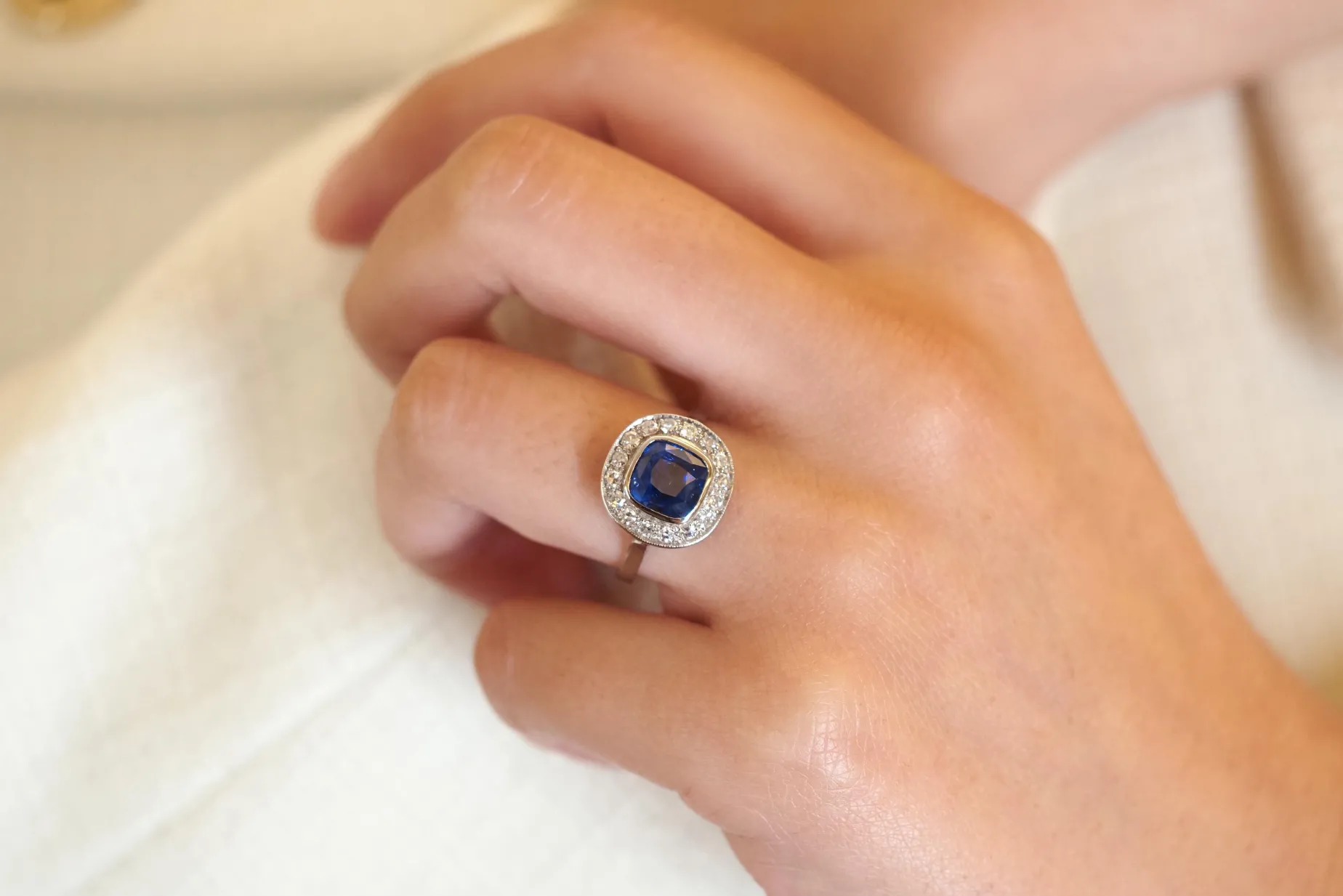 Bottazzi Blondeel Bague vintage saphir diamants New