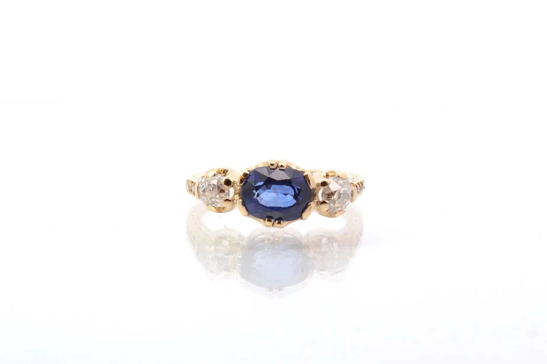 Bottazzi Blondeel Bague vintage saphir et diamants en or 18k Hot