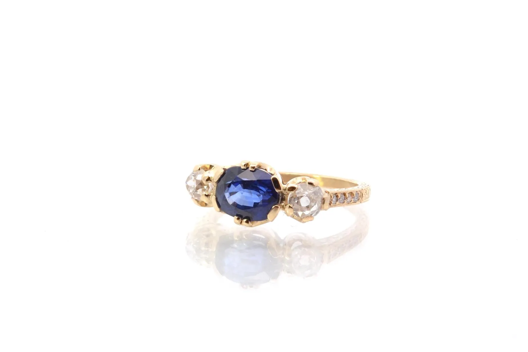 Bottazzi Blondeel Bague vintage saphir et diamants en or 18k Hot