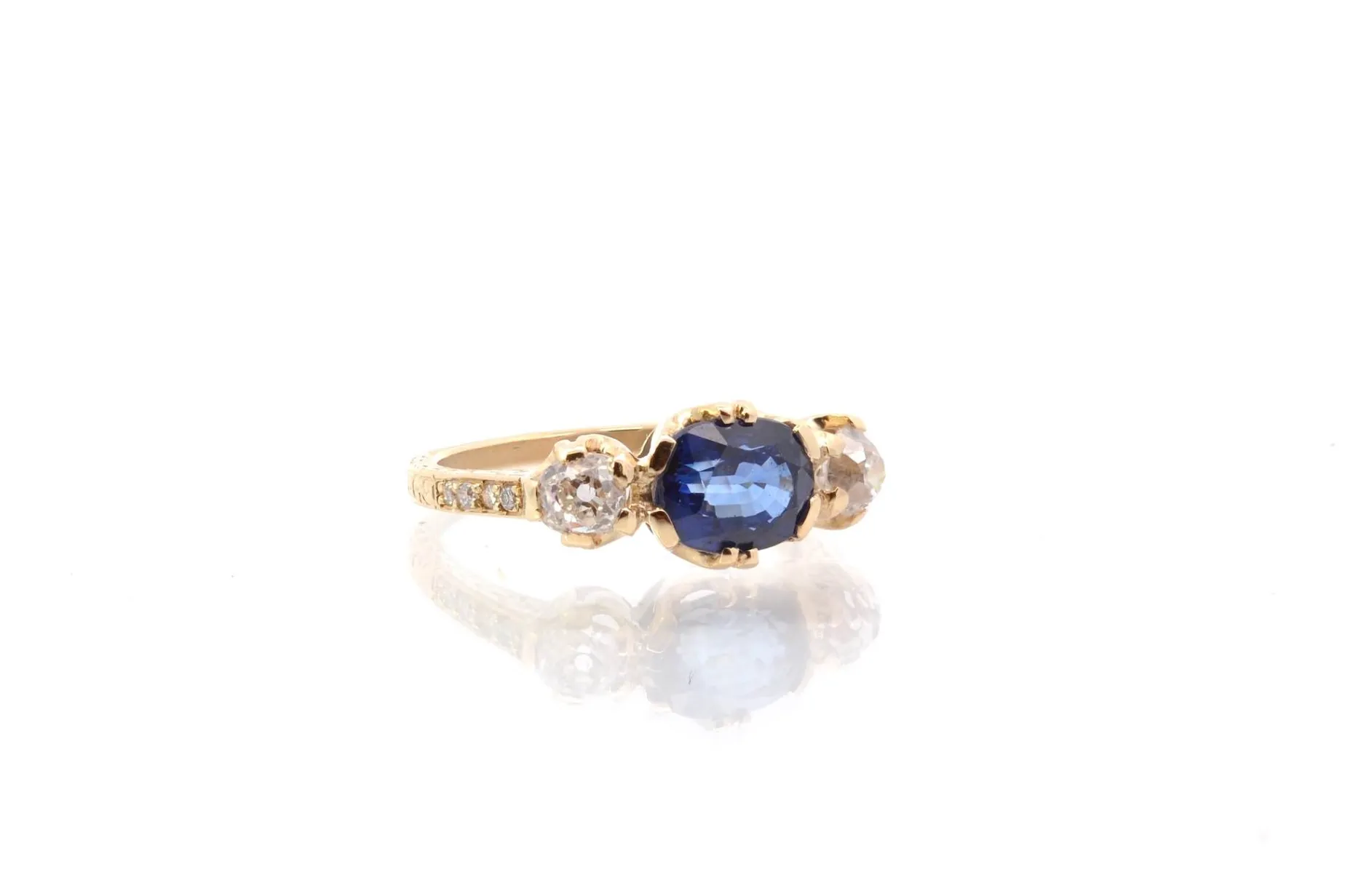 Bottazzi Blondeel Bague vintage saphir et diamants en or 18k Hot
