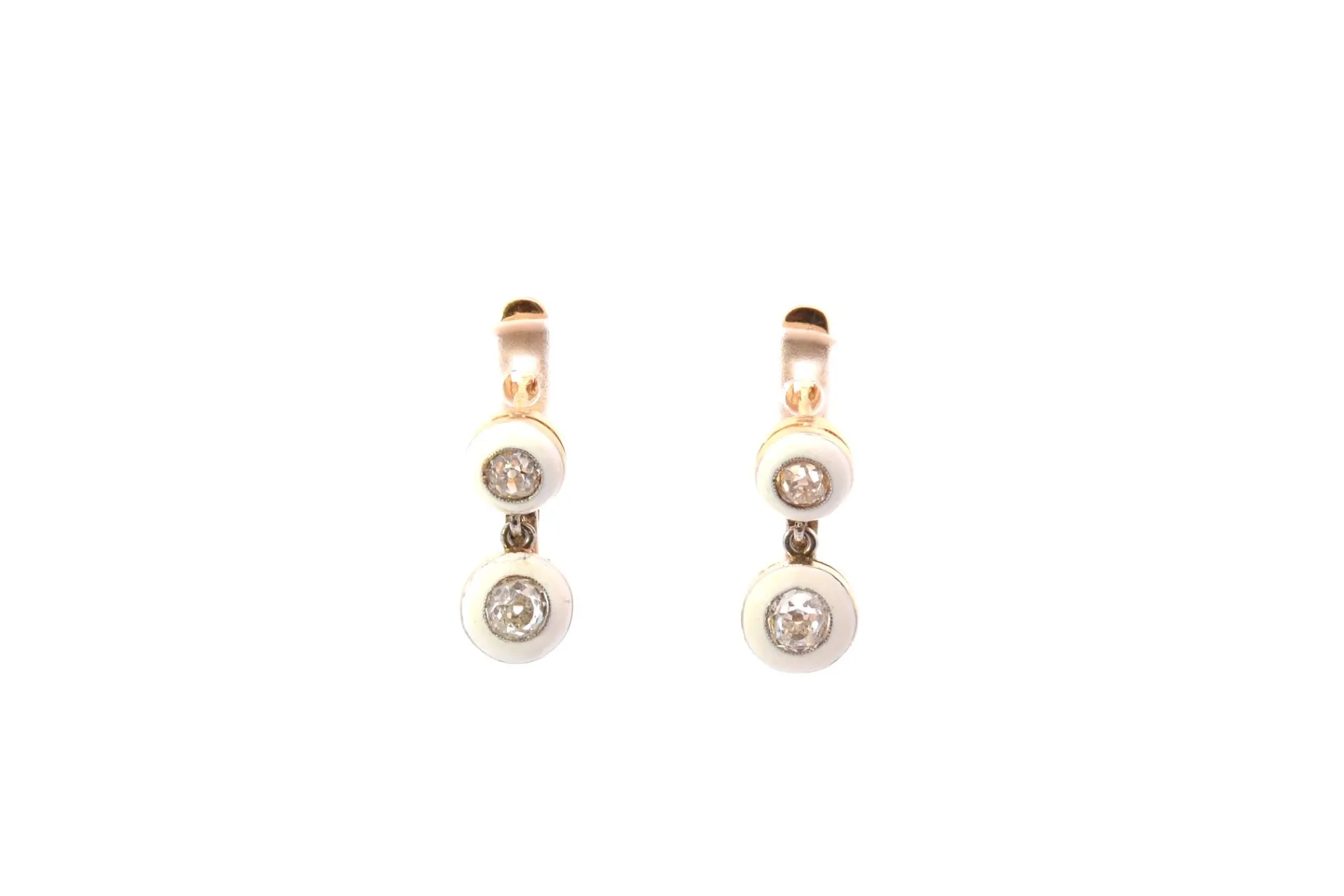 Bottazzi Blondeel Boucles d’oreilles diamants en or et émail New