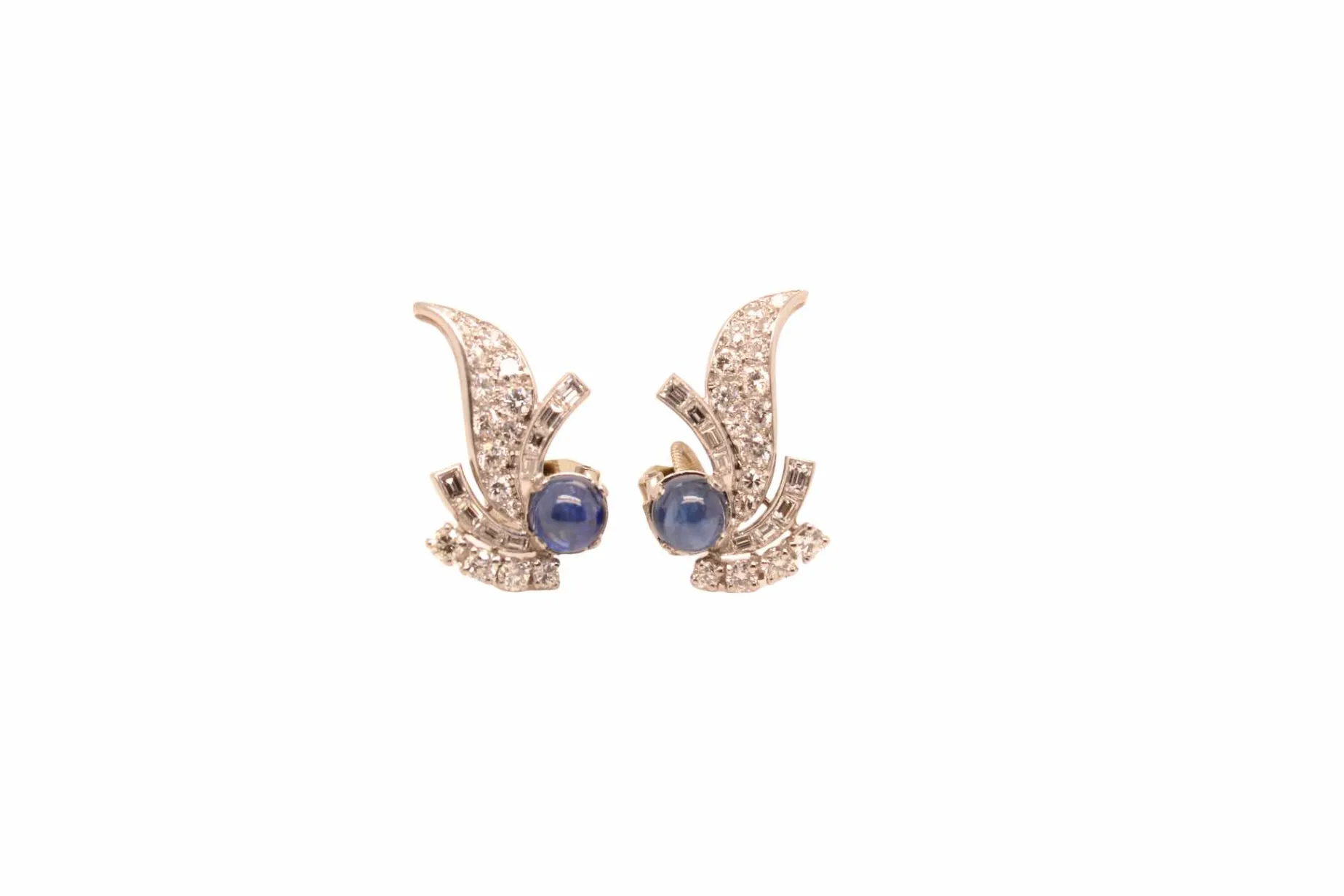 Bottazzi Blondeel Boucles d’oreilles en platine serties de diamants et de saphirs Store