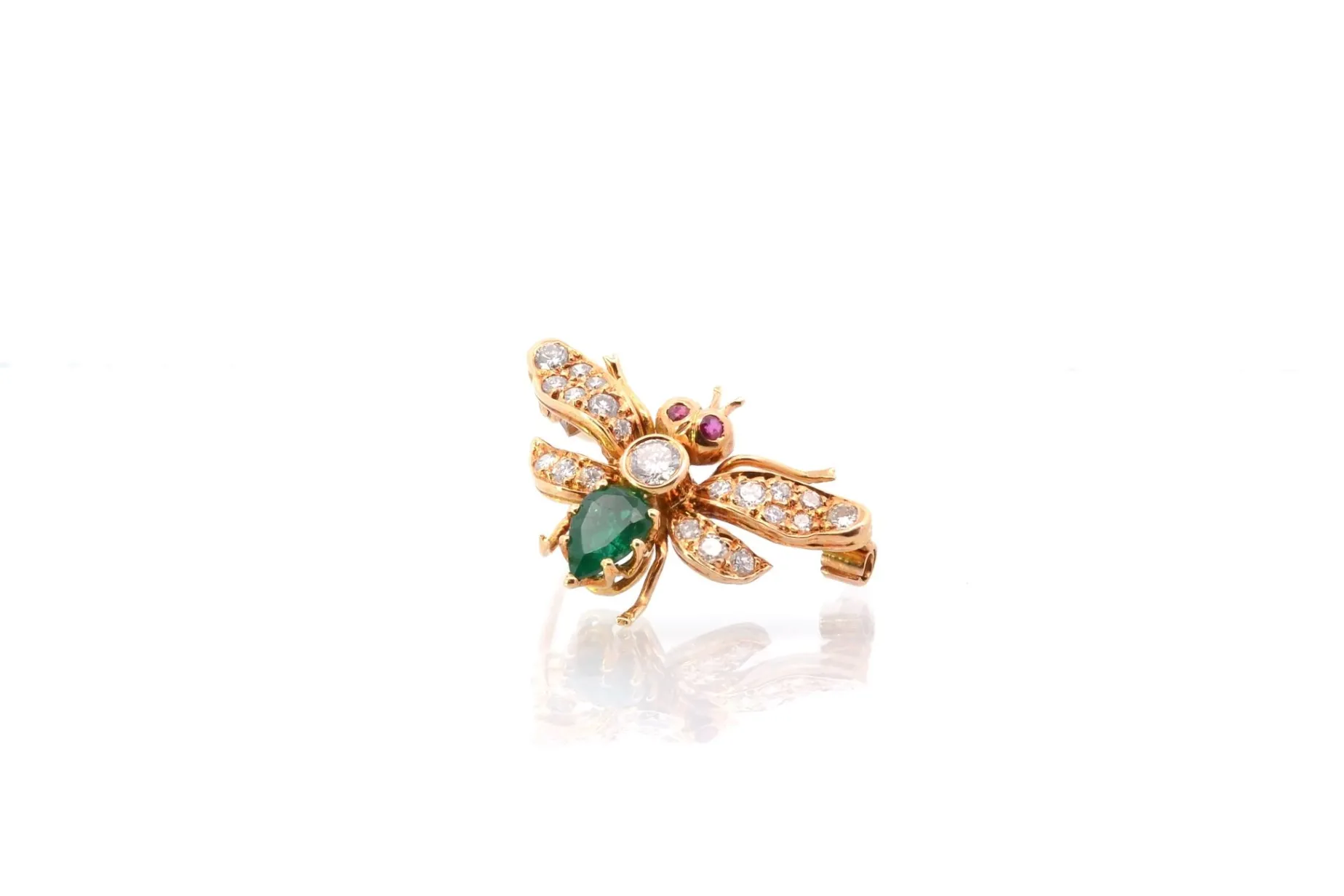 Bottazzi Blondeel Broche insecte émeraude, diamants et rubis en or 18k Outlet