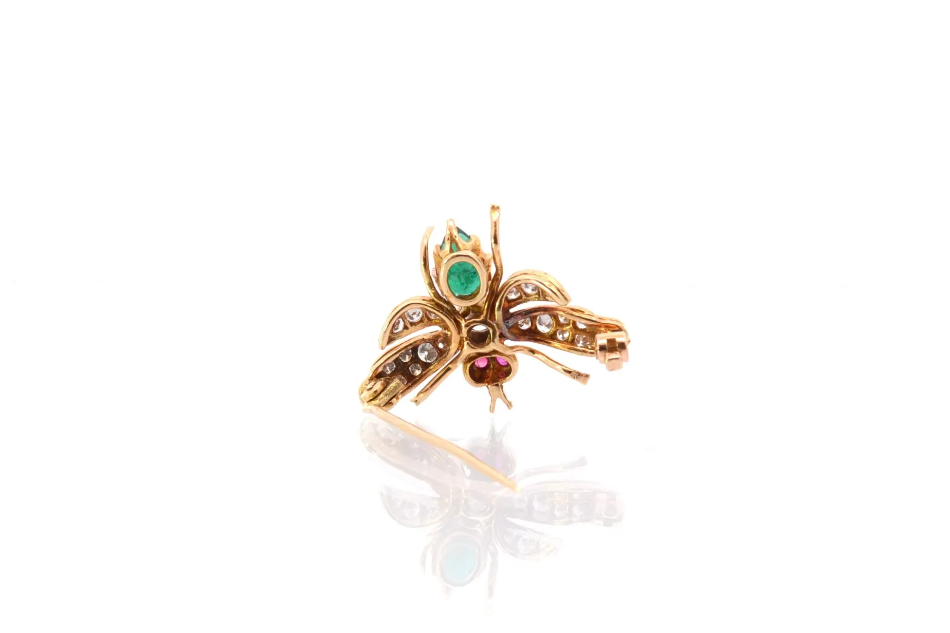 Bottazzi Blondeel Broche insecte émeraude, diamants et rubis en or 18k Outlet